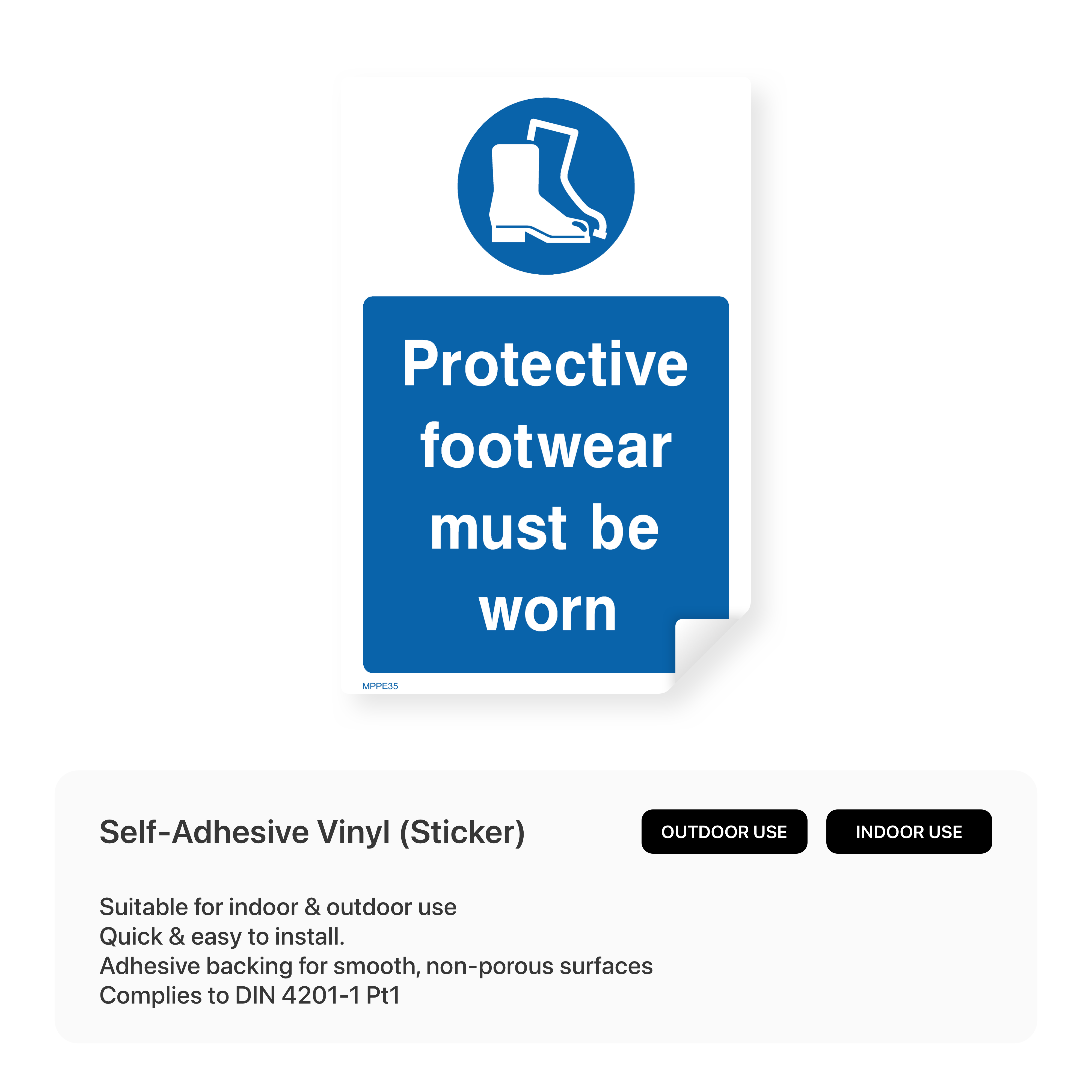 "Protective footwear must be worn" portrait safety sign