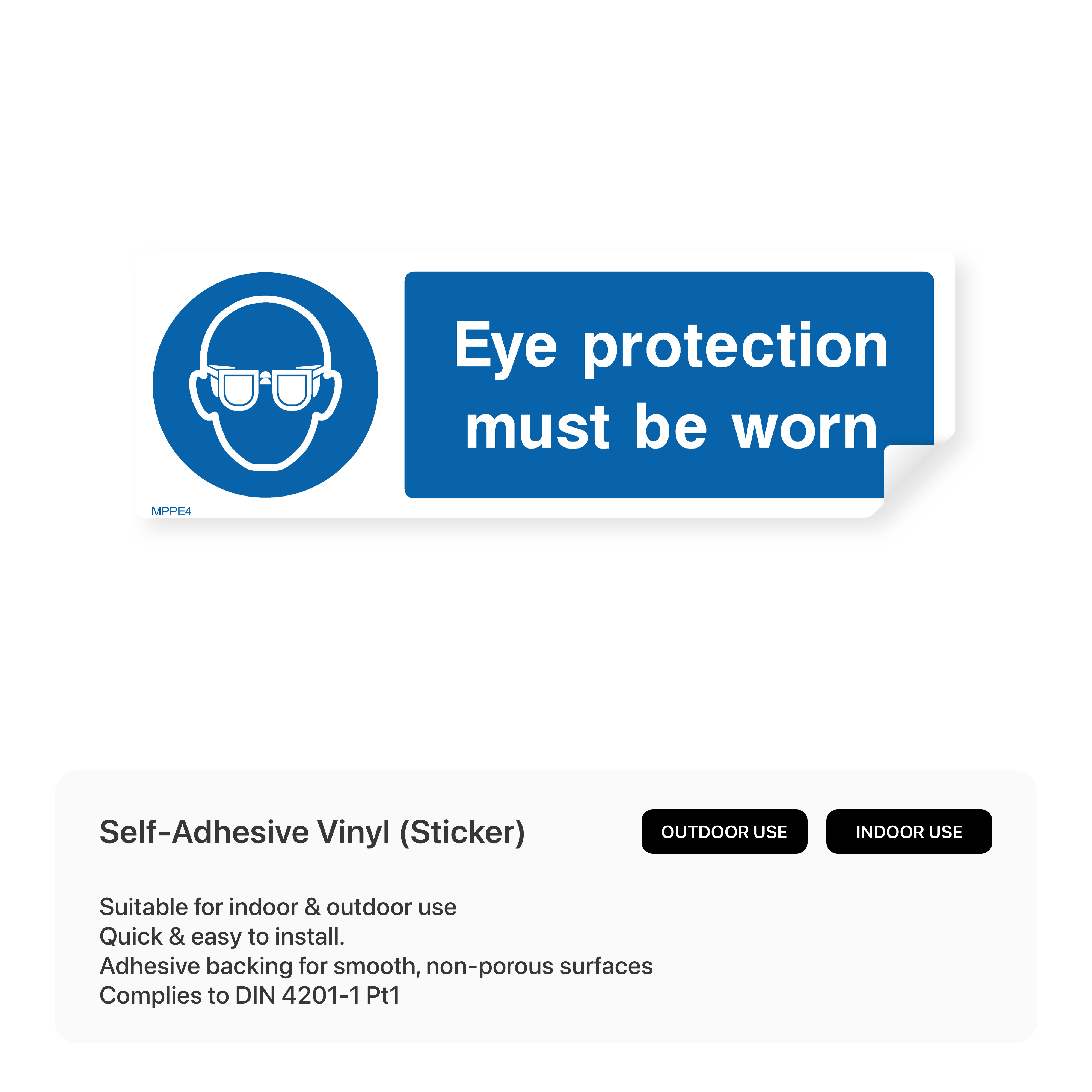 "Eye protection must be worn" rectangular safety sign