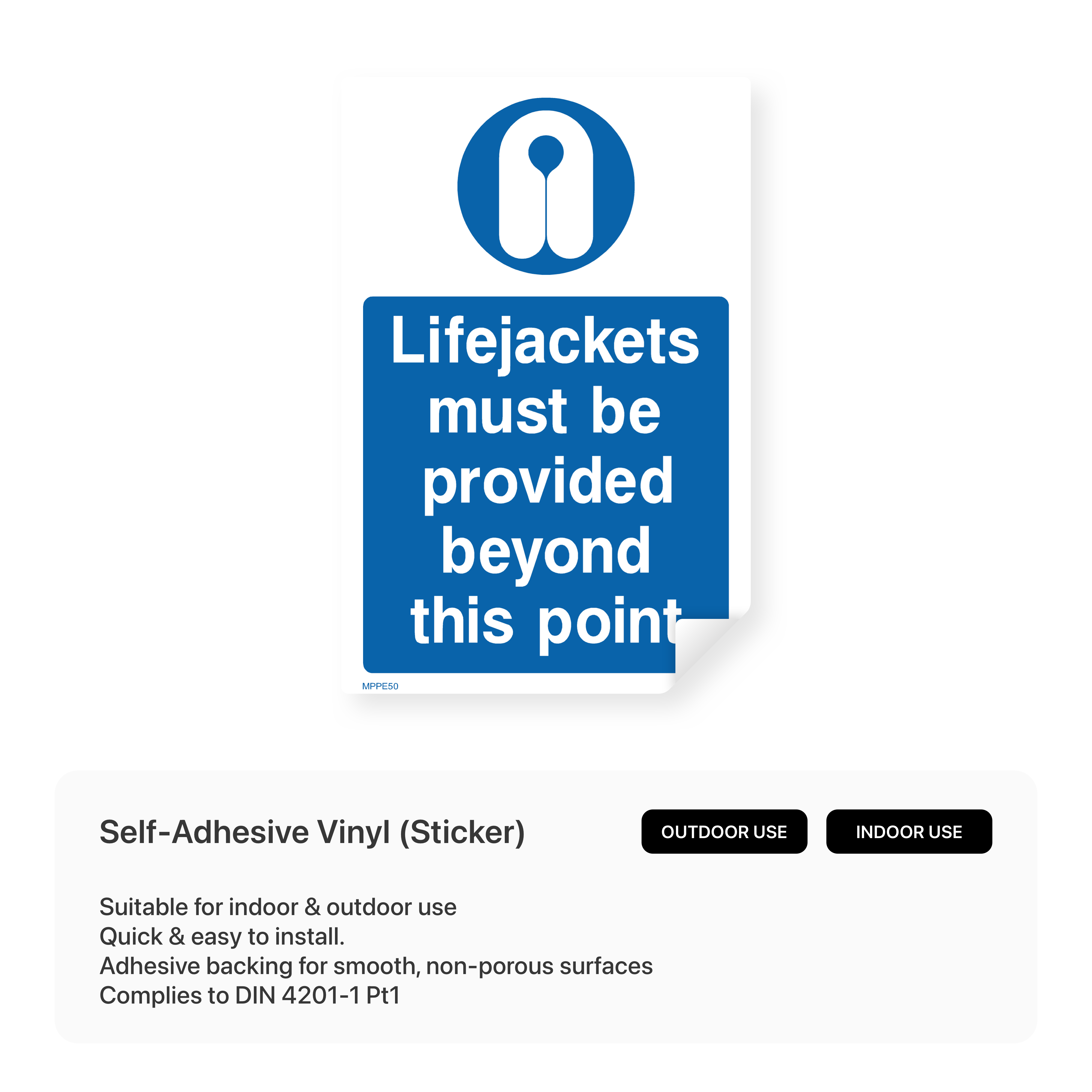 "Lifejackets must be provided beyond this point" portrait safety sign