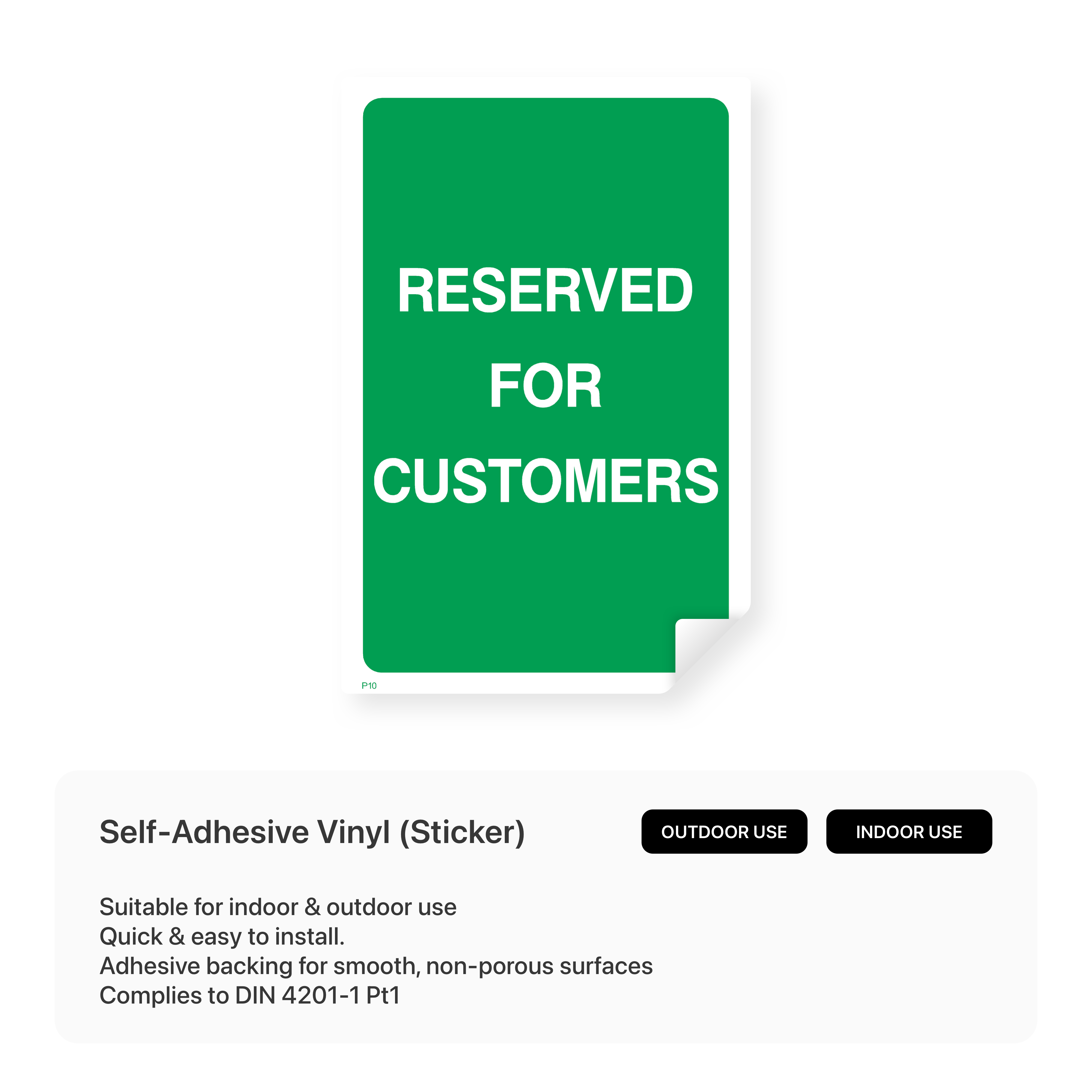 "Reserved for customers" portrait sign