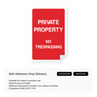 "Private property - no trespassing" portrait sign