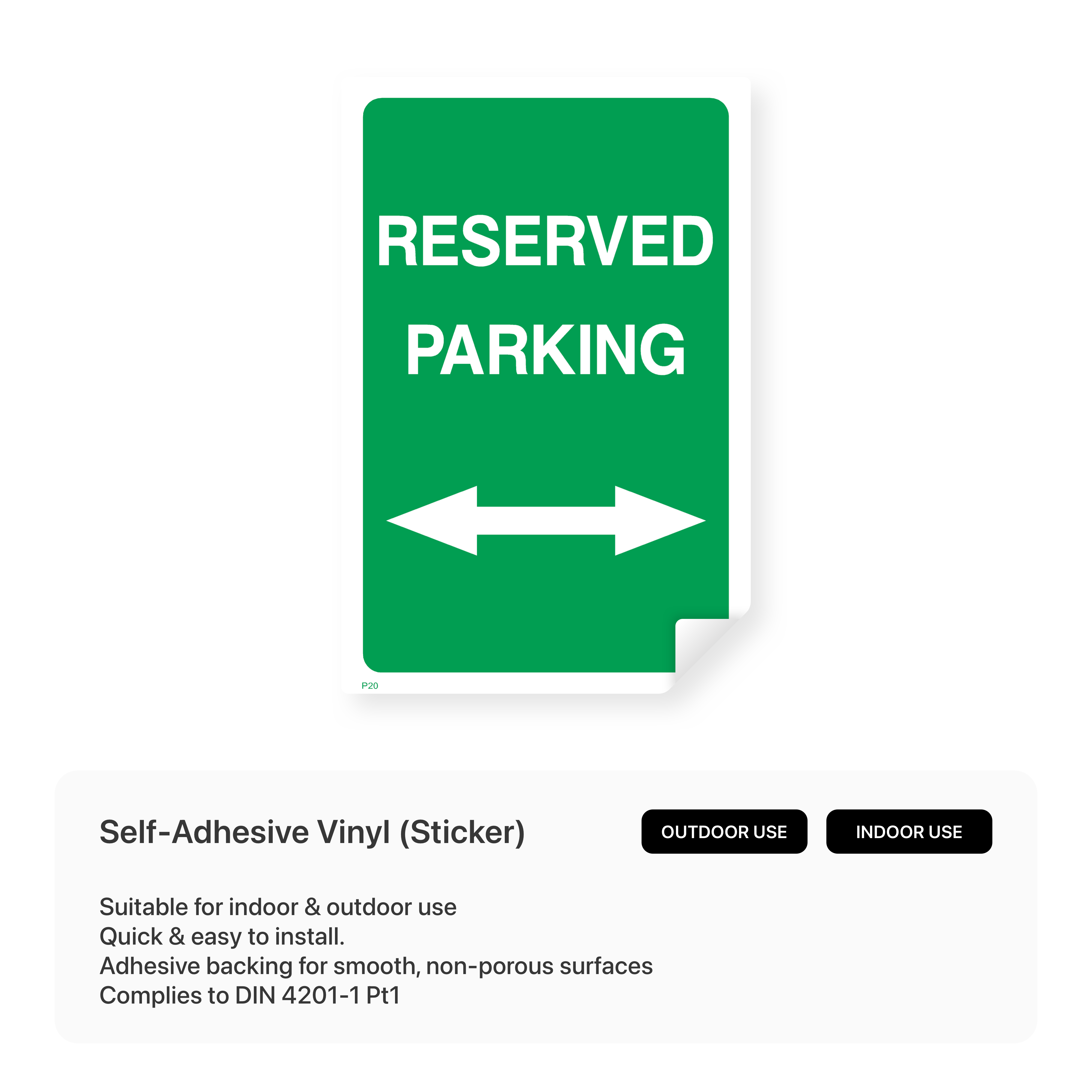 "Reserved parking (arrow both ways)" portrait sign