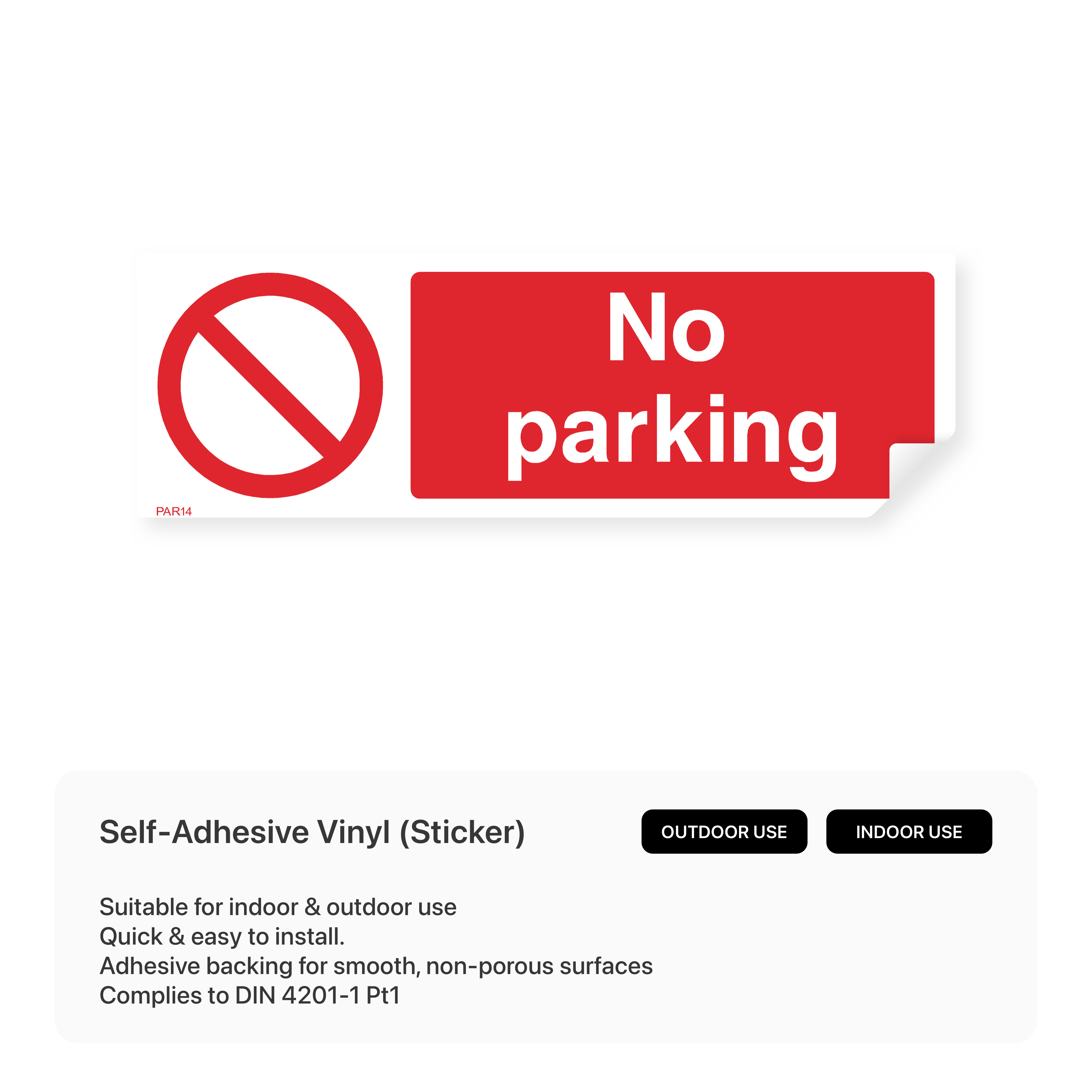 "No parking" rectangular sign