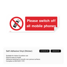 "Please switch off all mobile phones" rectangular sign