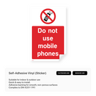 "Do not use mobile phones" portrait sign