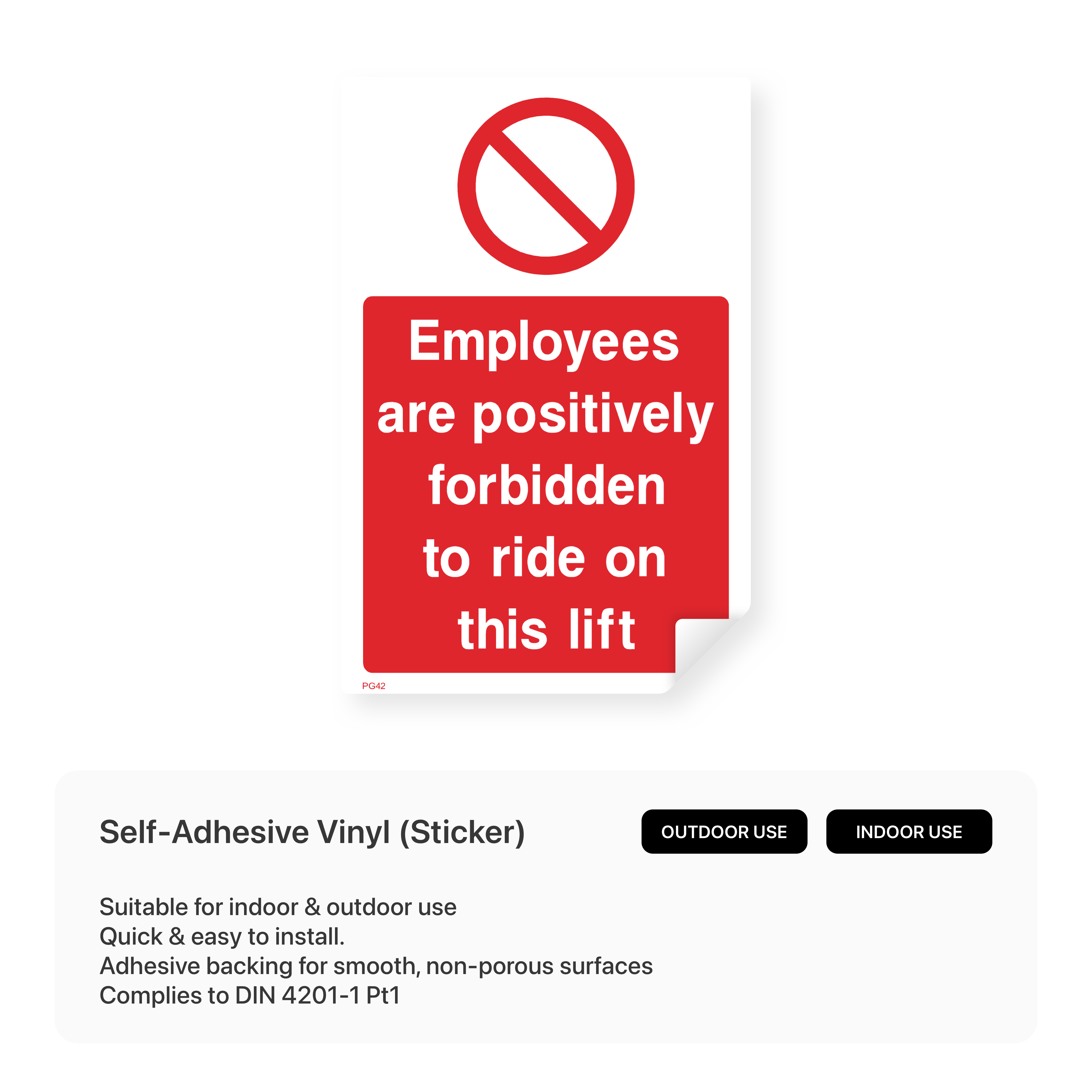 "Employees are positively forbidden to ride this lift" portrait sign