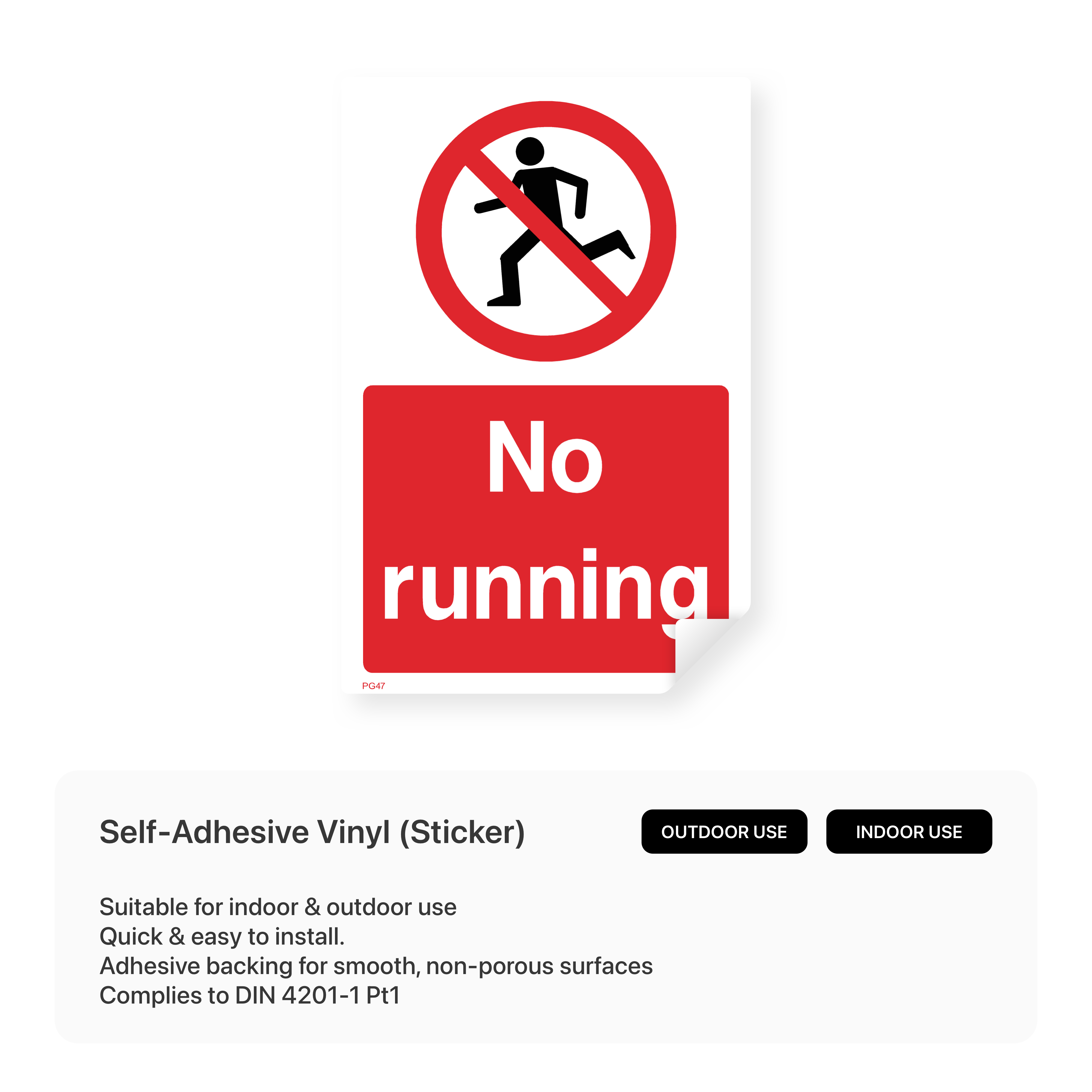 "No running" portrait sign