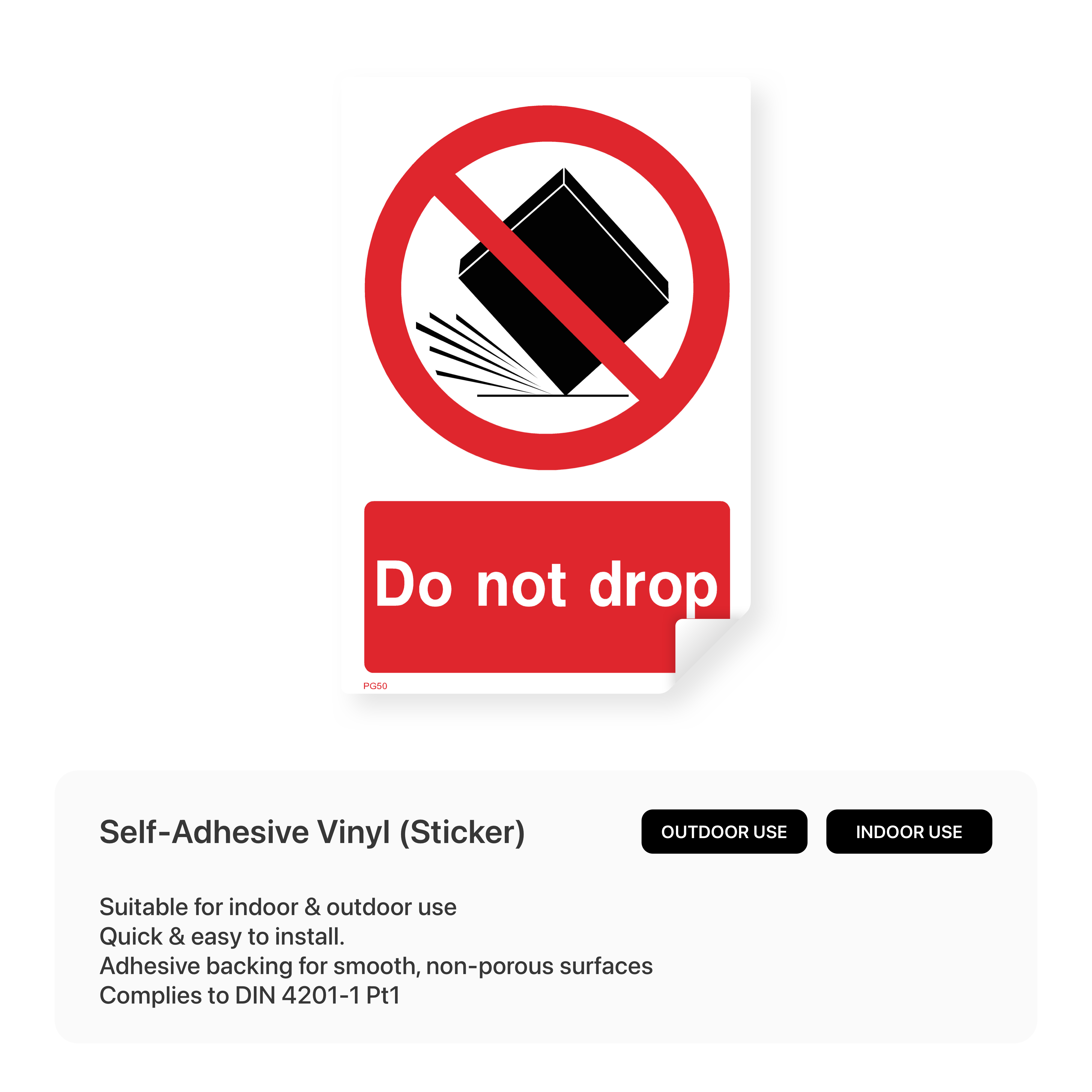 "Do not drop" portrait sign