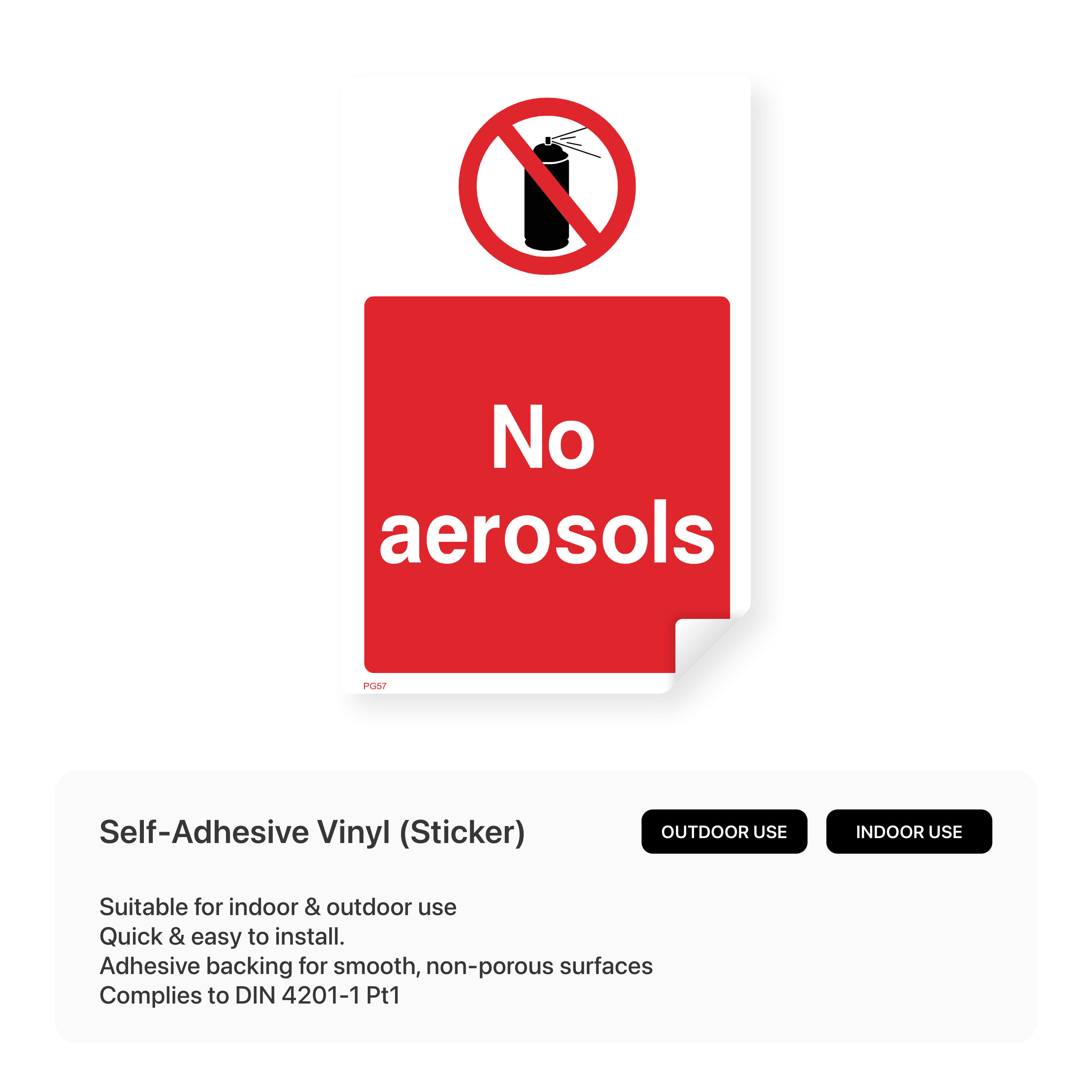 "No aerosols" portrait sign