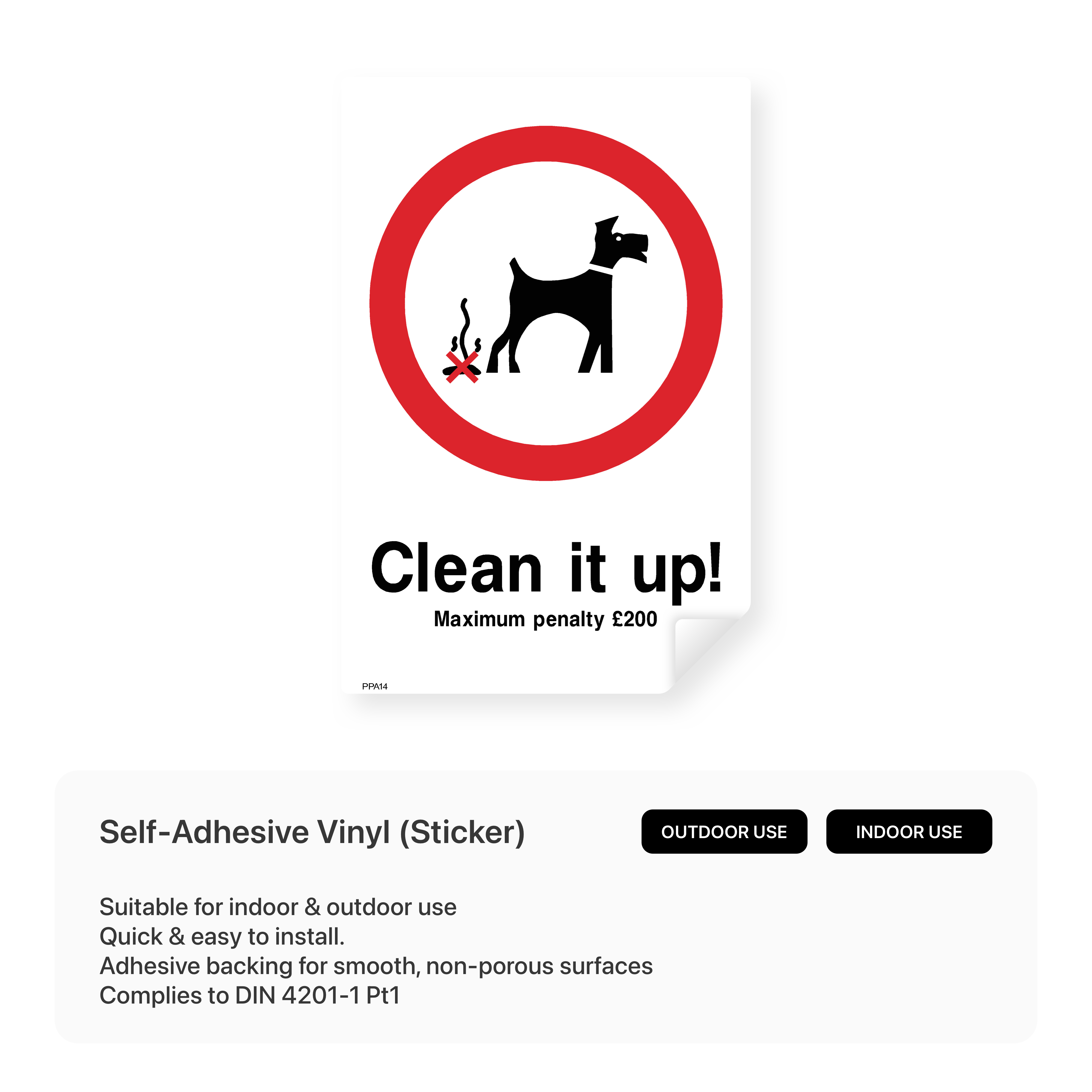 Clean It Up Sign - Maximum penalty £200