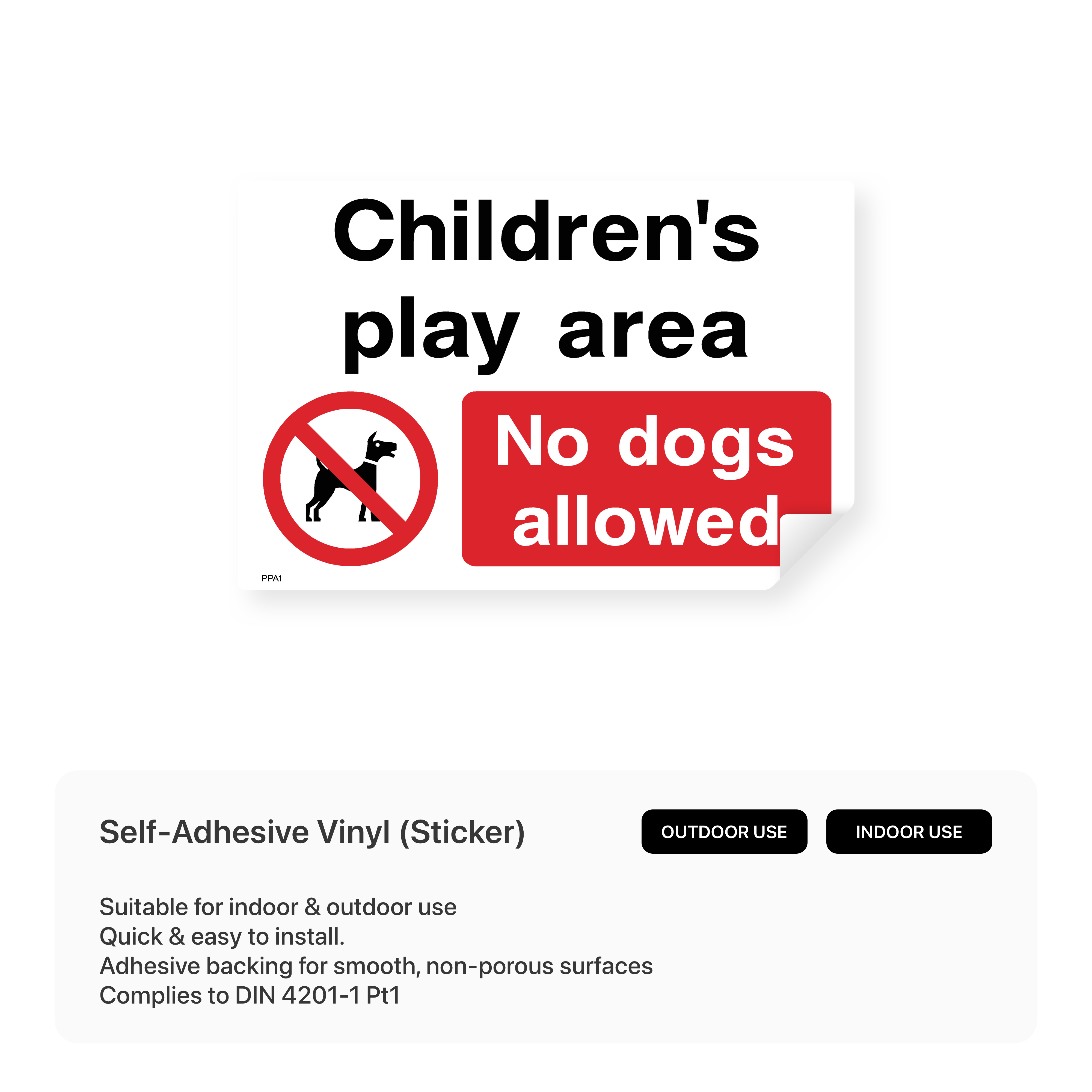 "Children's play area - no dogs allowed" landscape sign