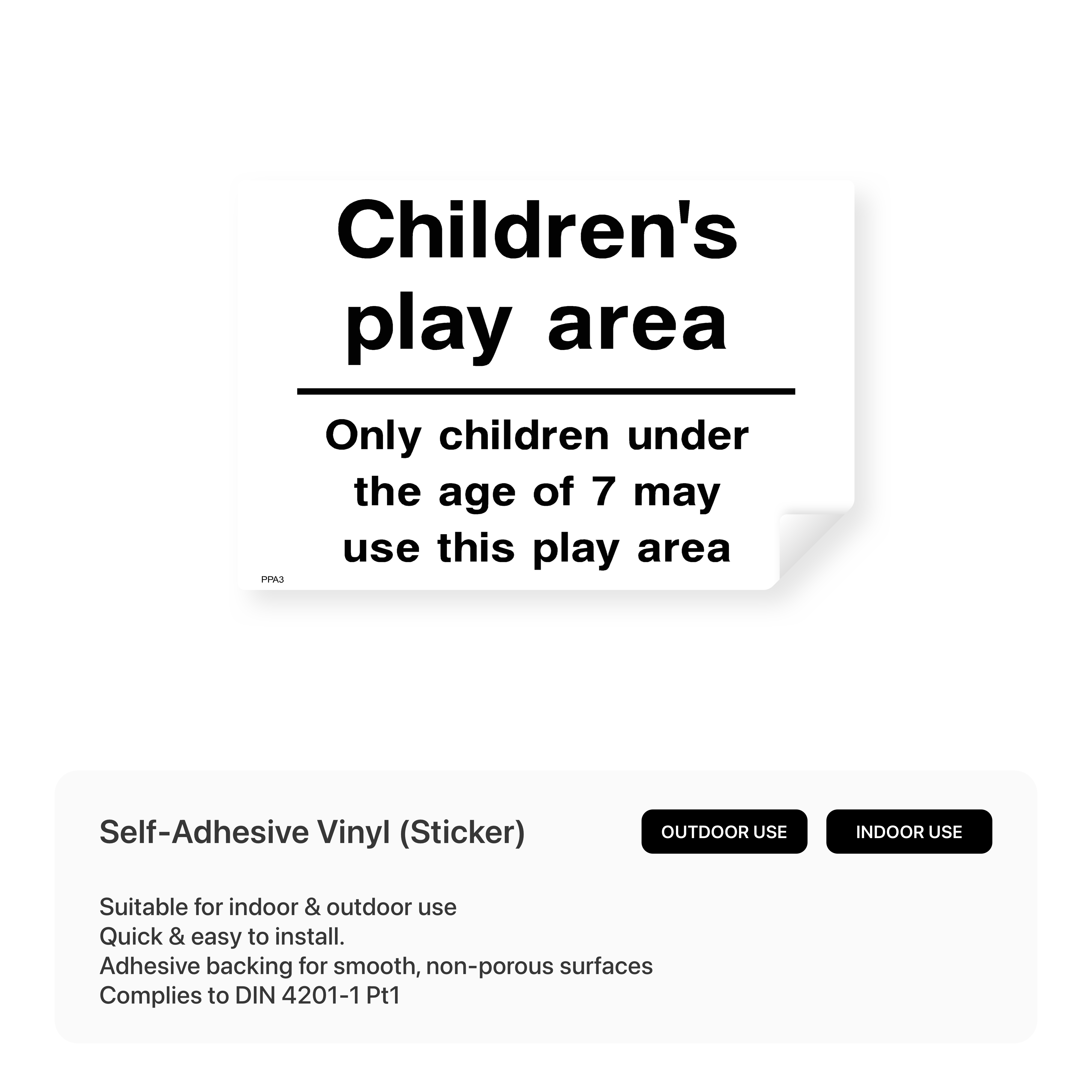 "Children's play area - only children under the age of 7 may use this play area" landscape sign