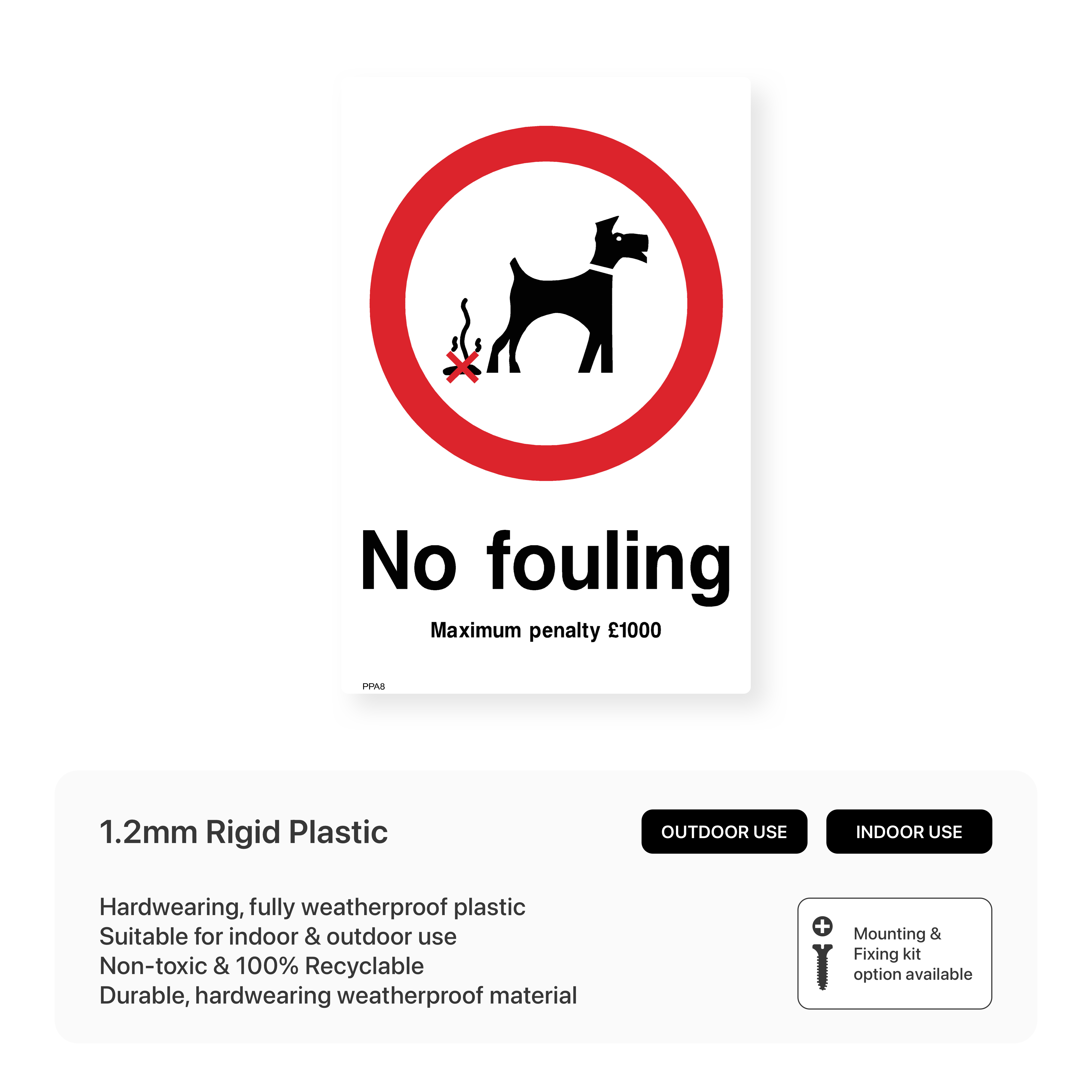 No Fouling Sign with Penalty - £1000 – Safety Signs & Stickers