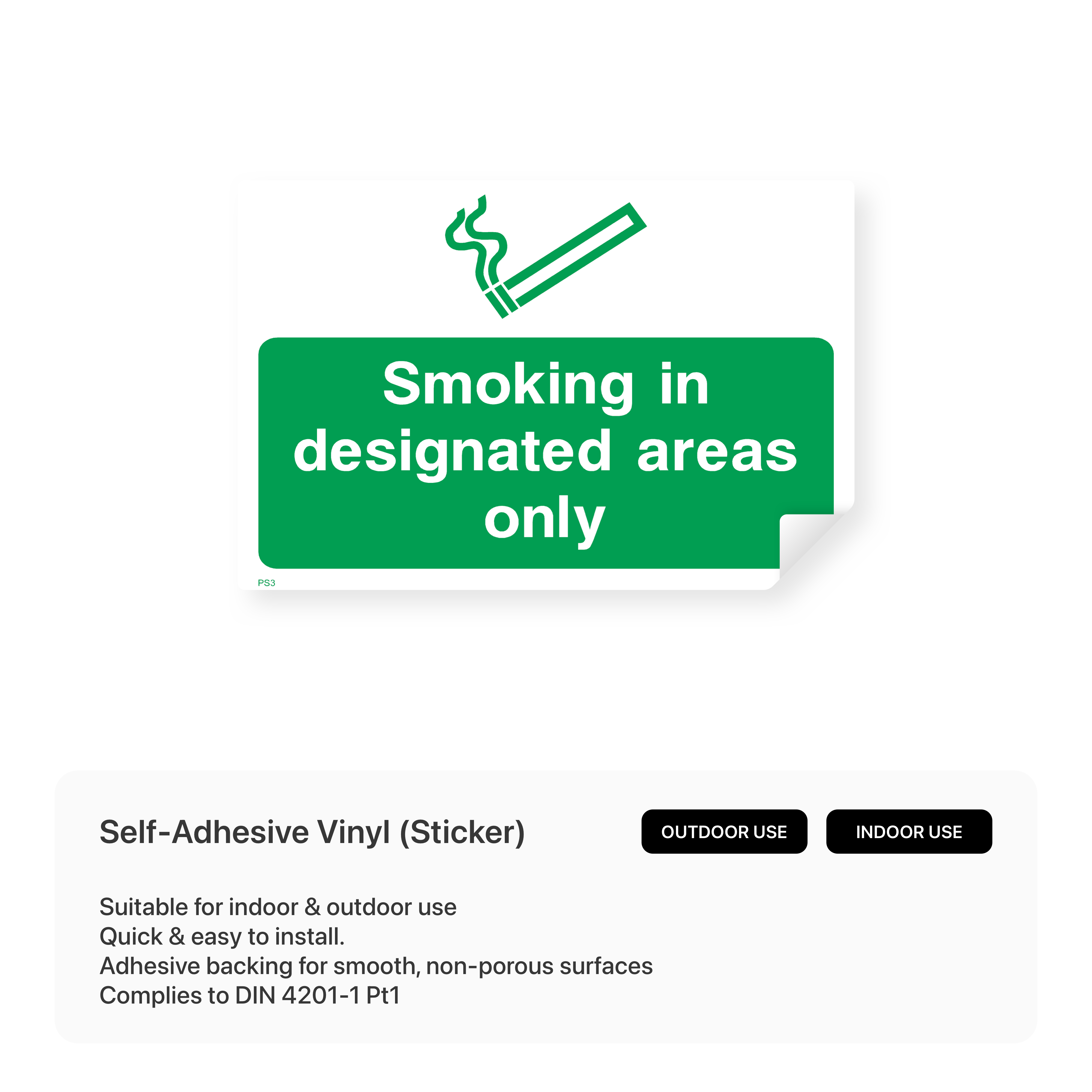 Smoking in Designated Areas Only Sign