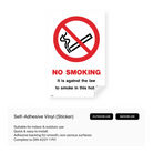 No Smoking - It is against the law to smoke in this hotel Sign