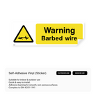 Warning sign for barbed wire