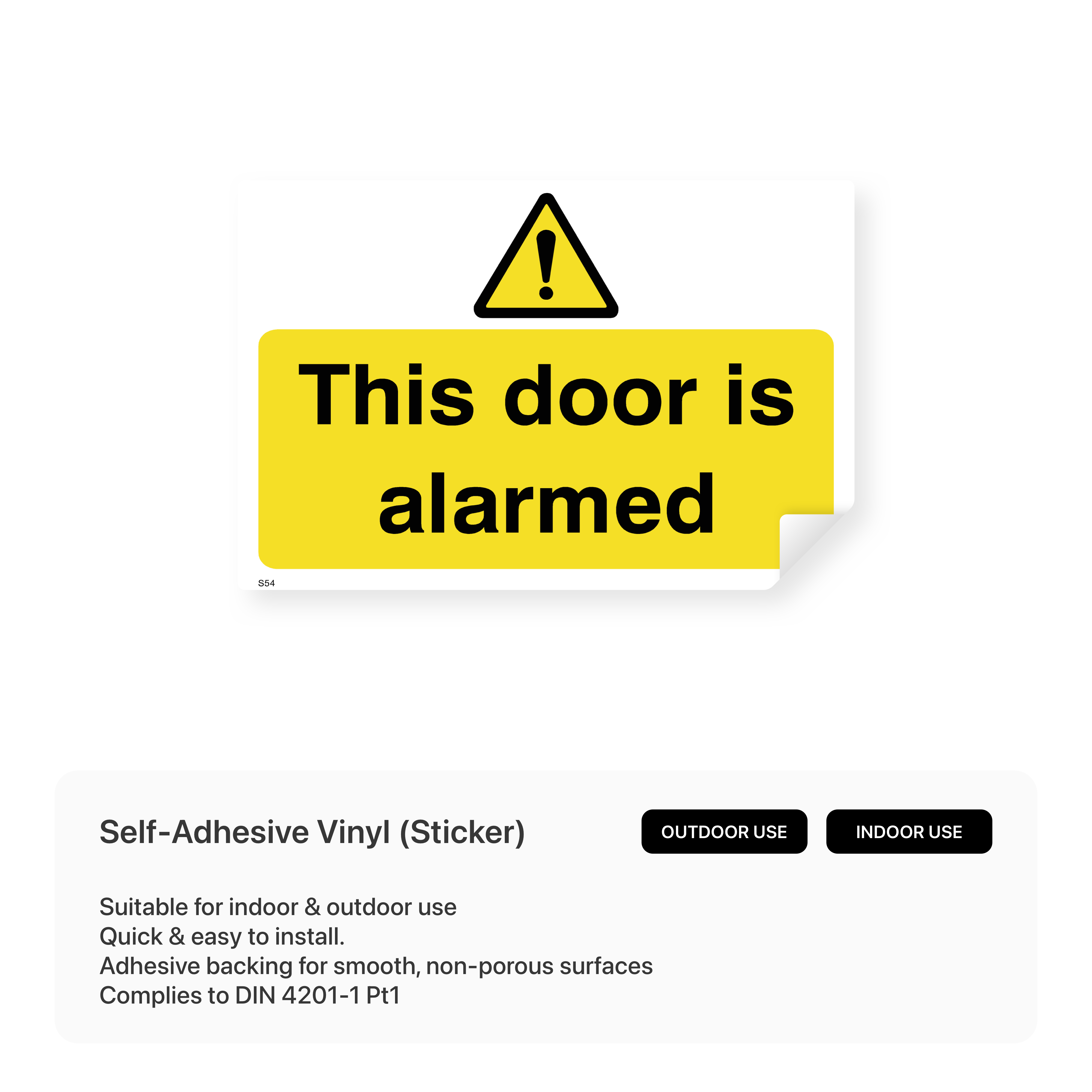 Door alarm sign