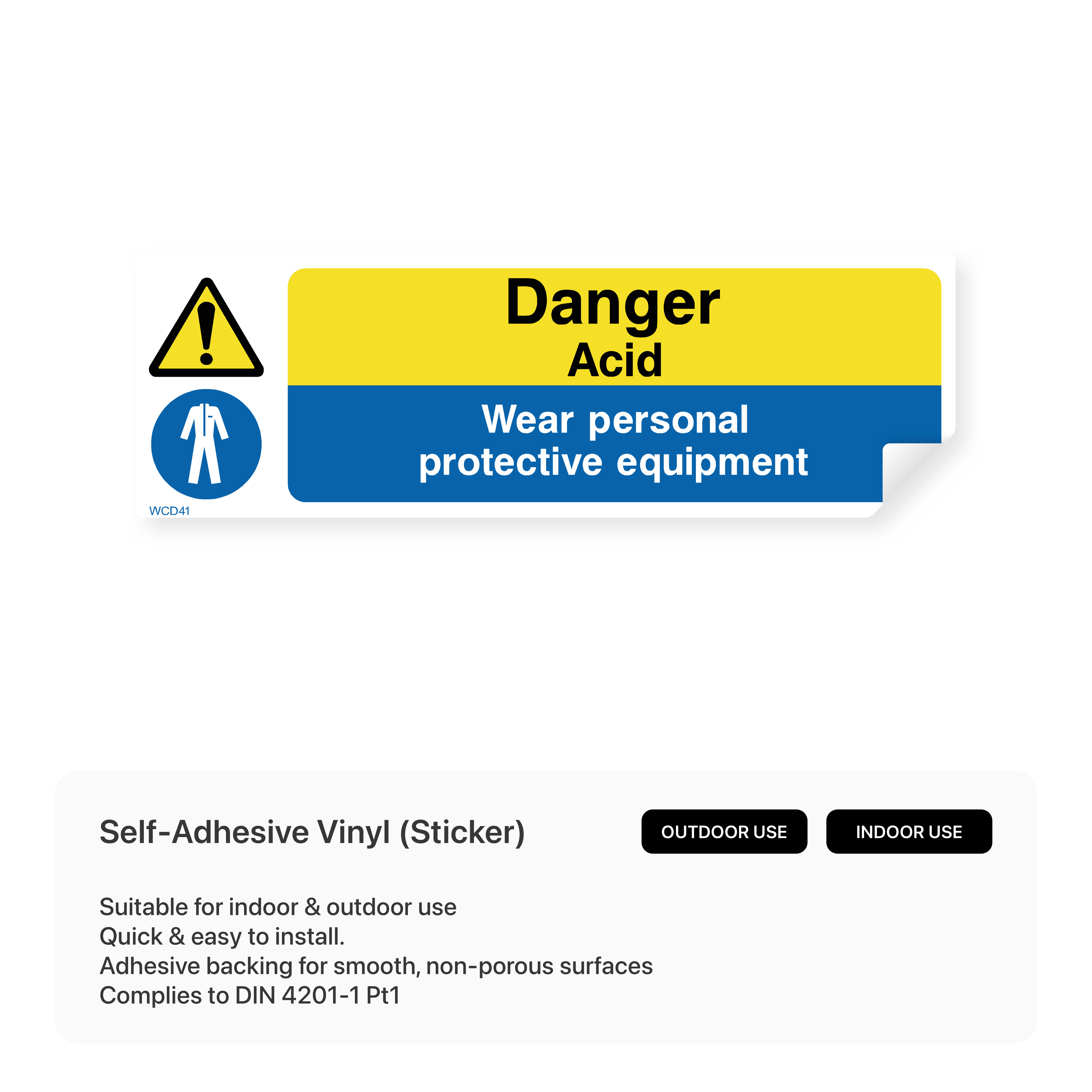 Acid PPE danger sign