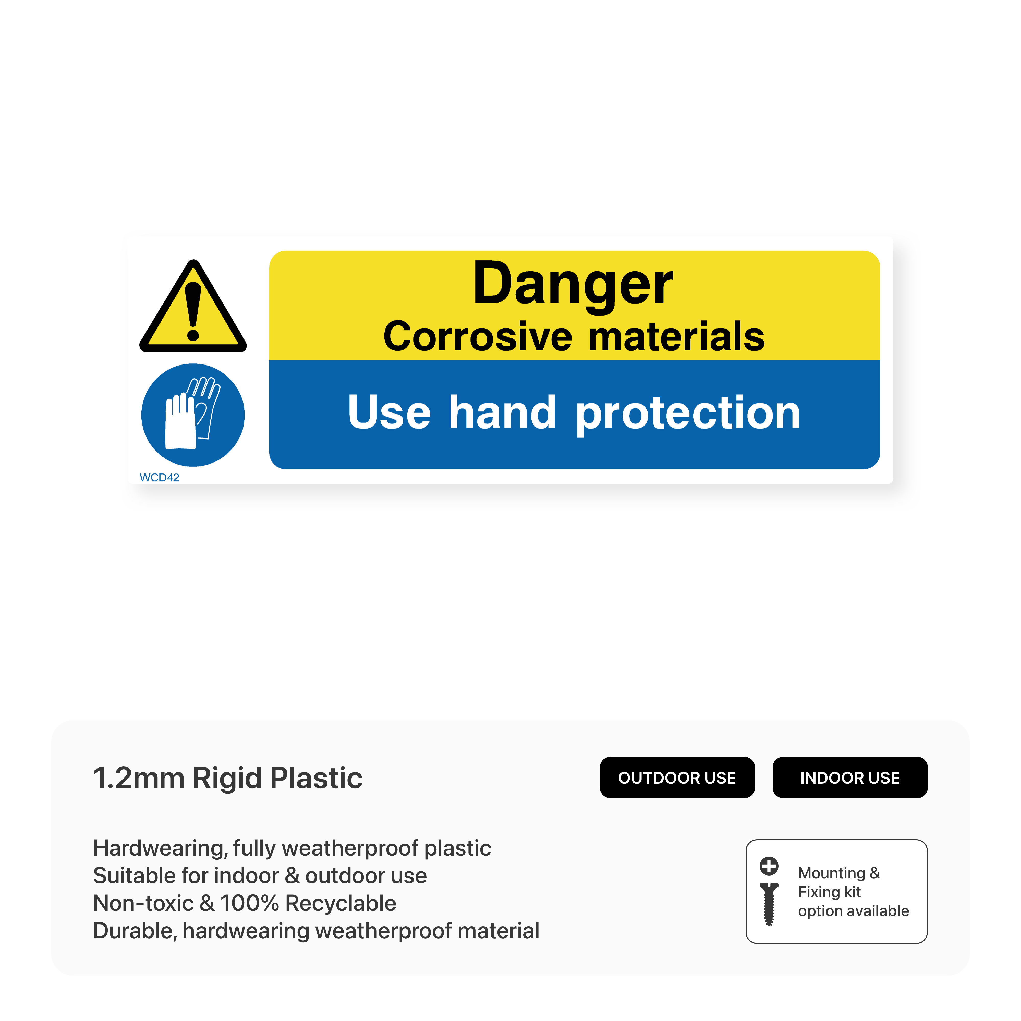 Danger Corrosive Materials - Use Hand Protection Sign – Safety Signs ...