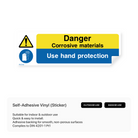 Corrosive materials danger sign