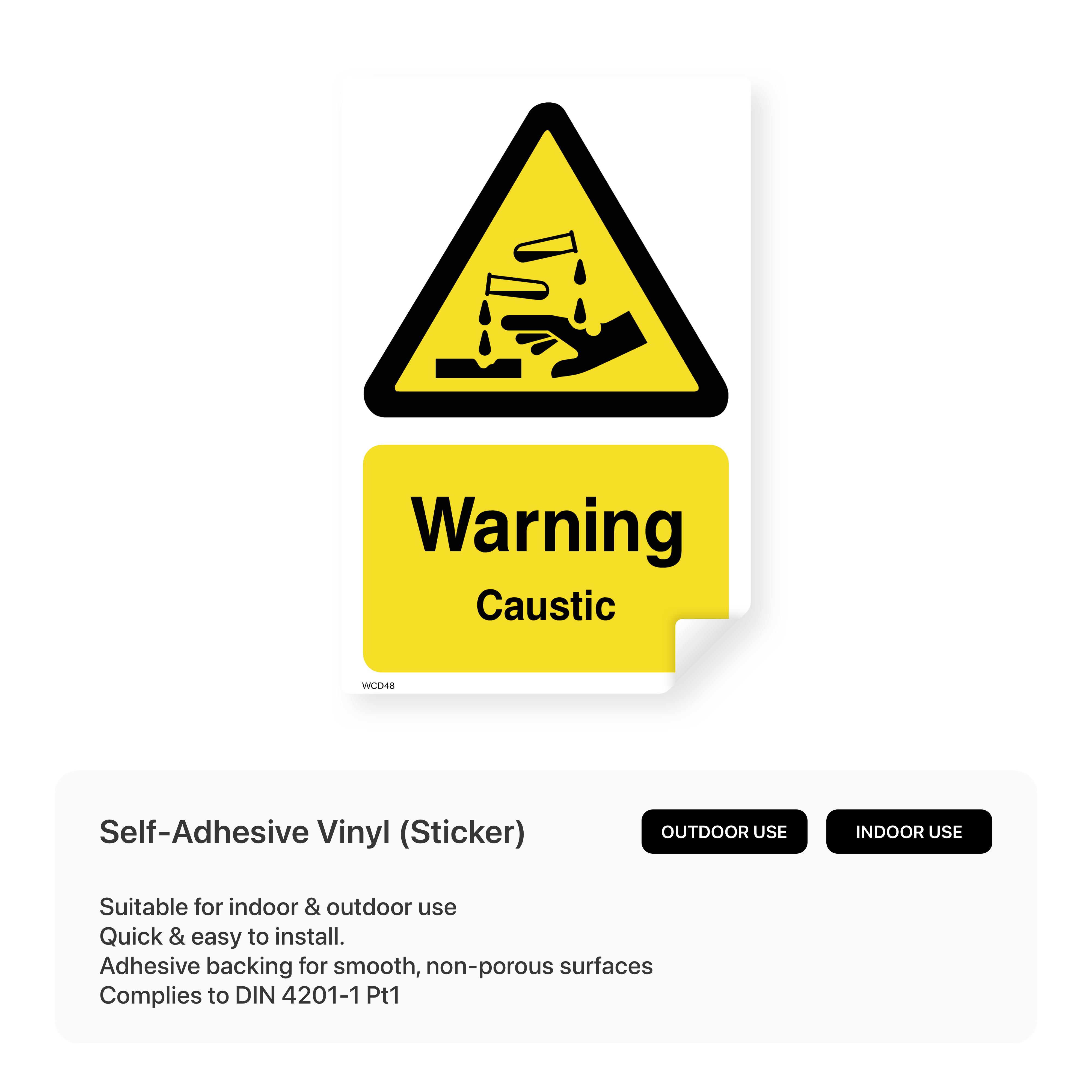 Caustic warning sign