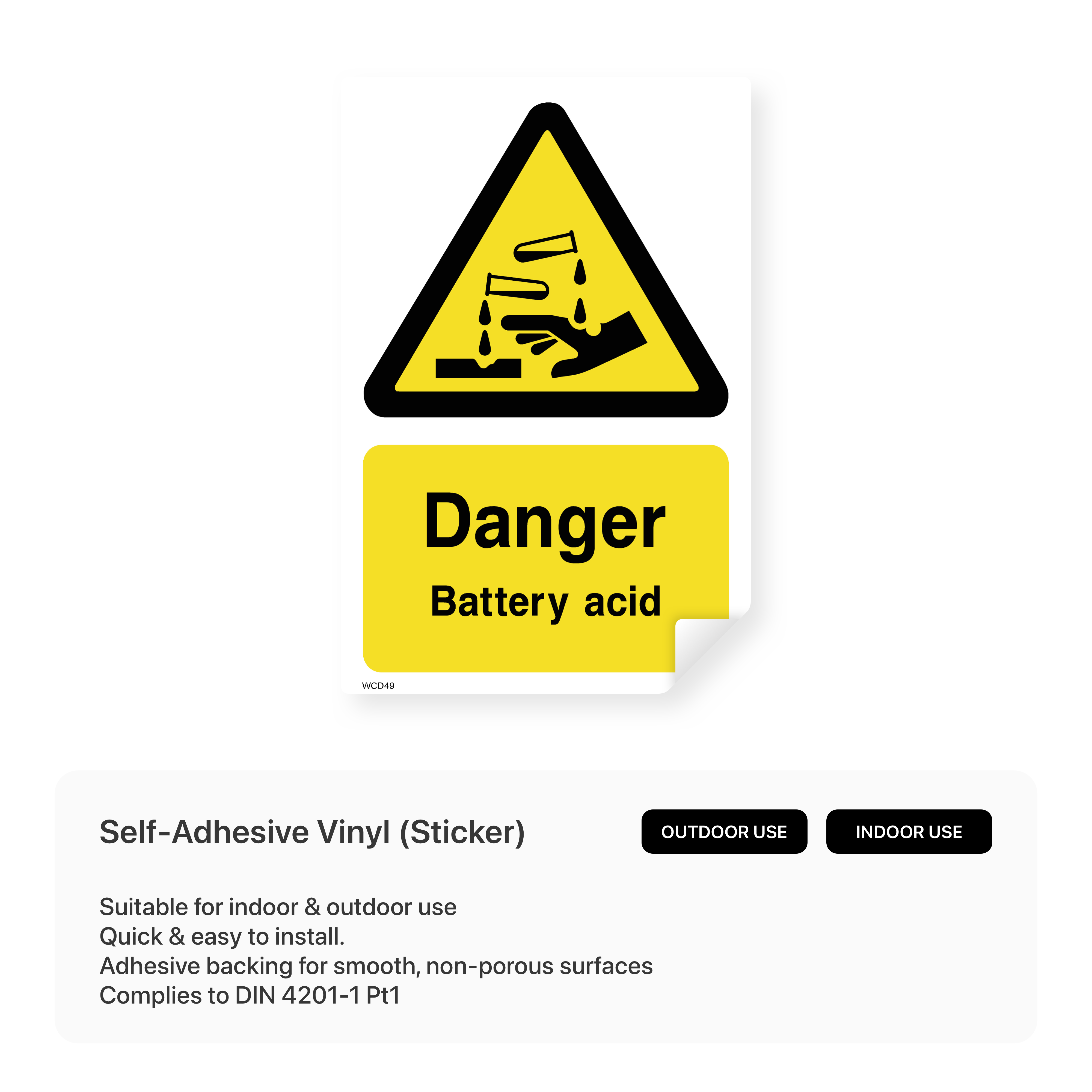 Battery acid danger sign