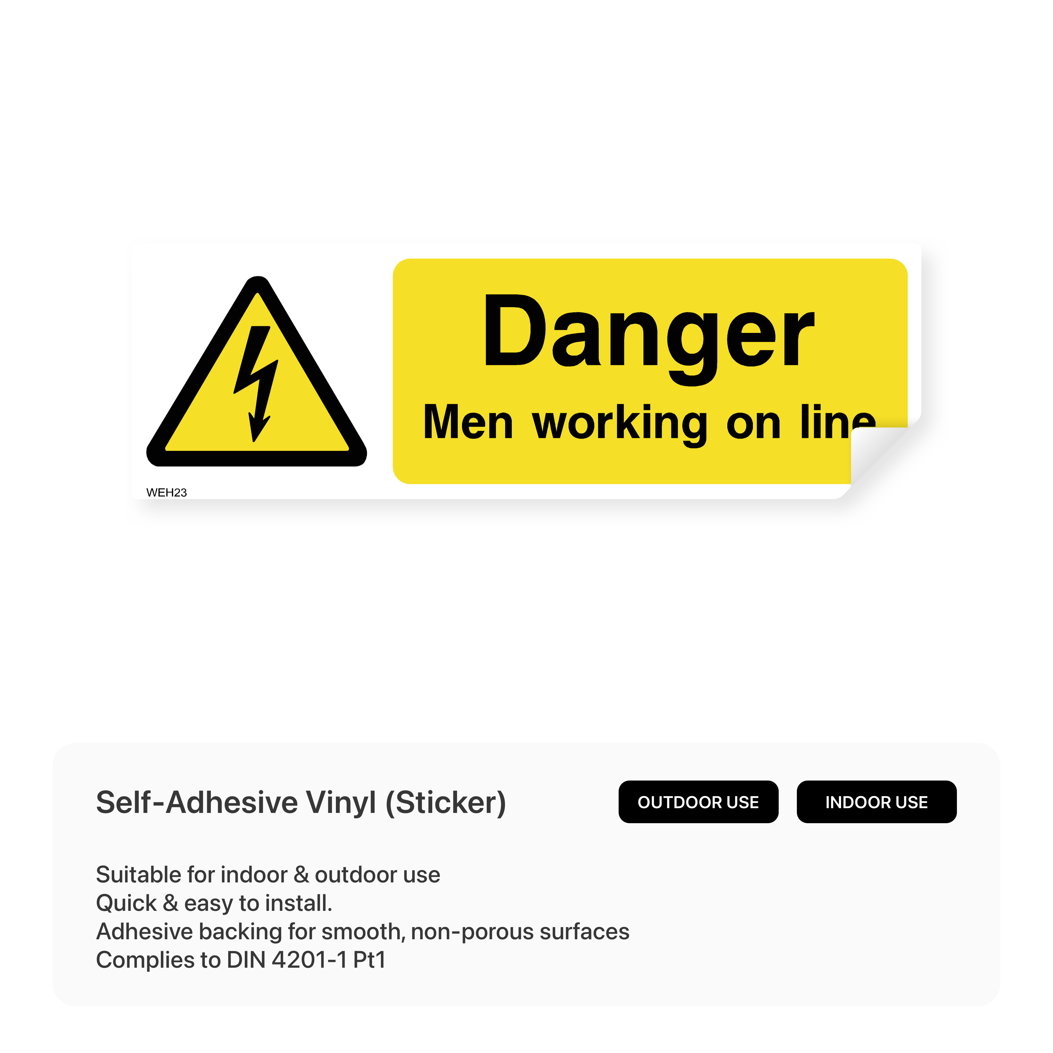 Men working on line danger sign