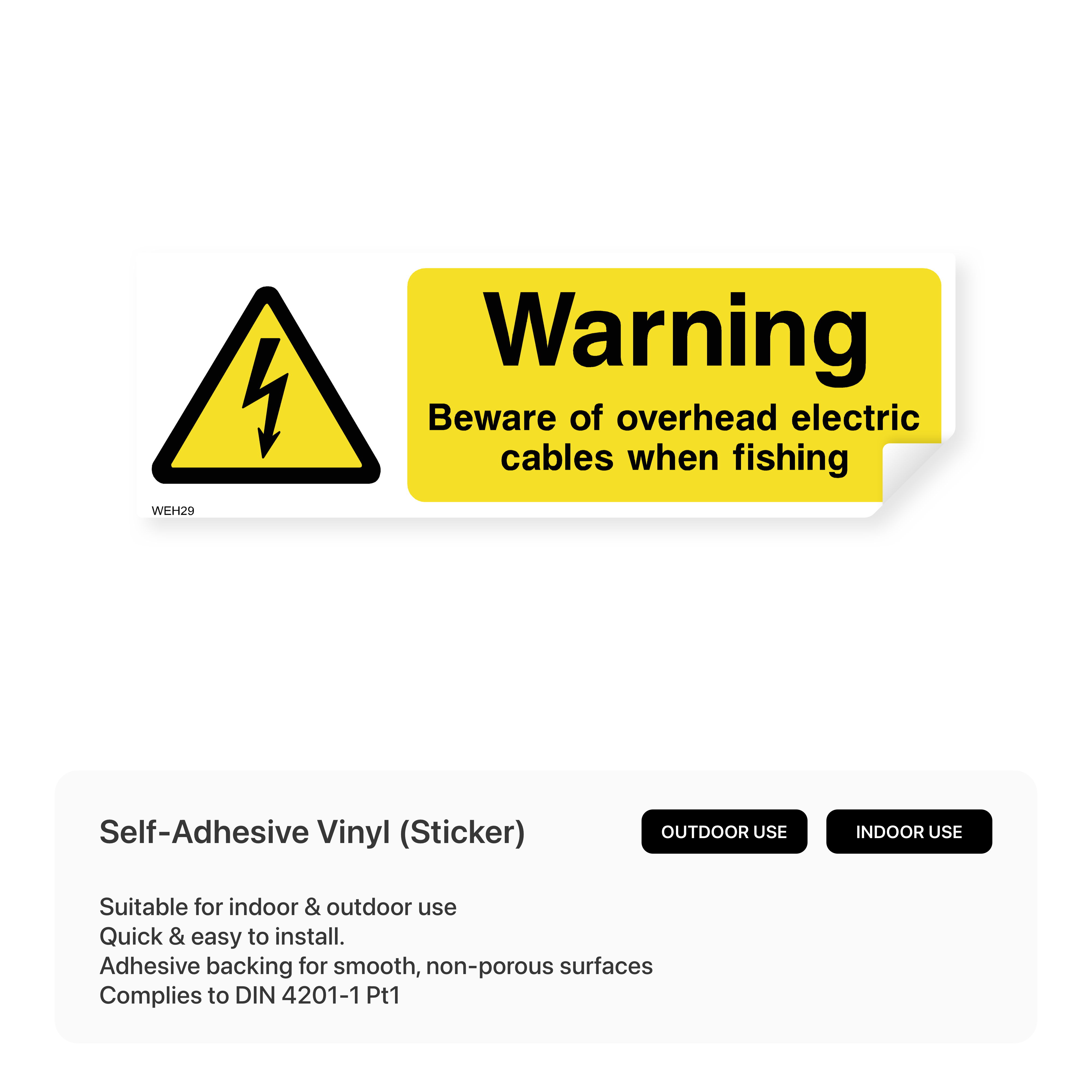 Overhead electric cables warning sign