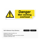 Men working overhead sign