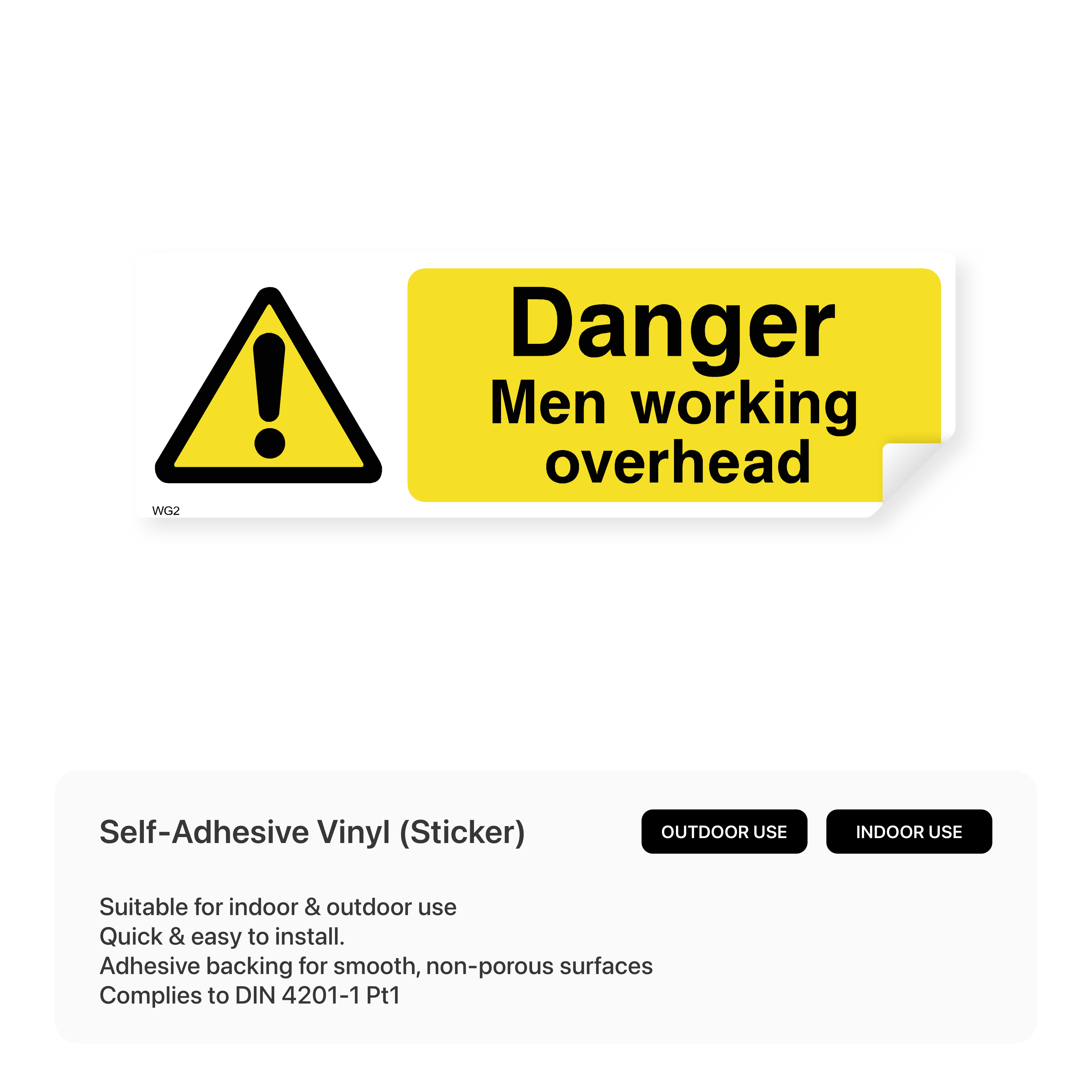 Men working overhead sign