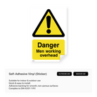 Danger men working overhead sign