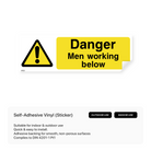 Men working below sign