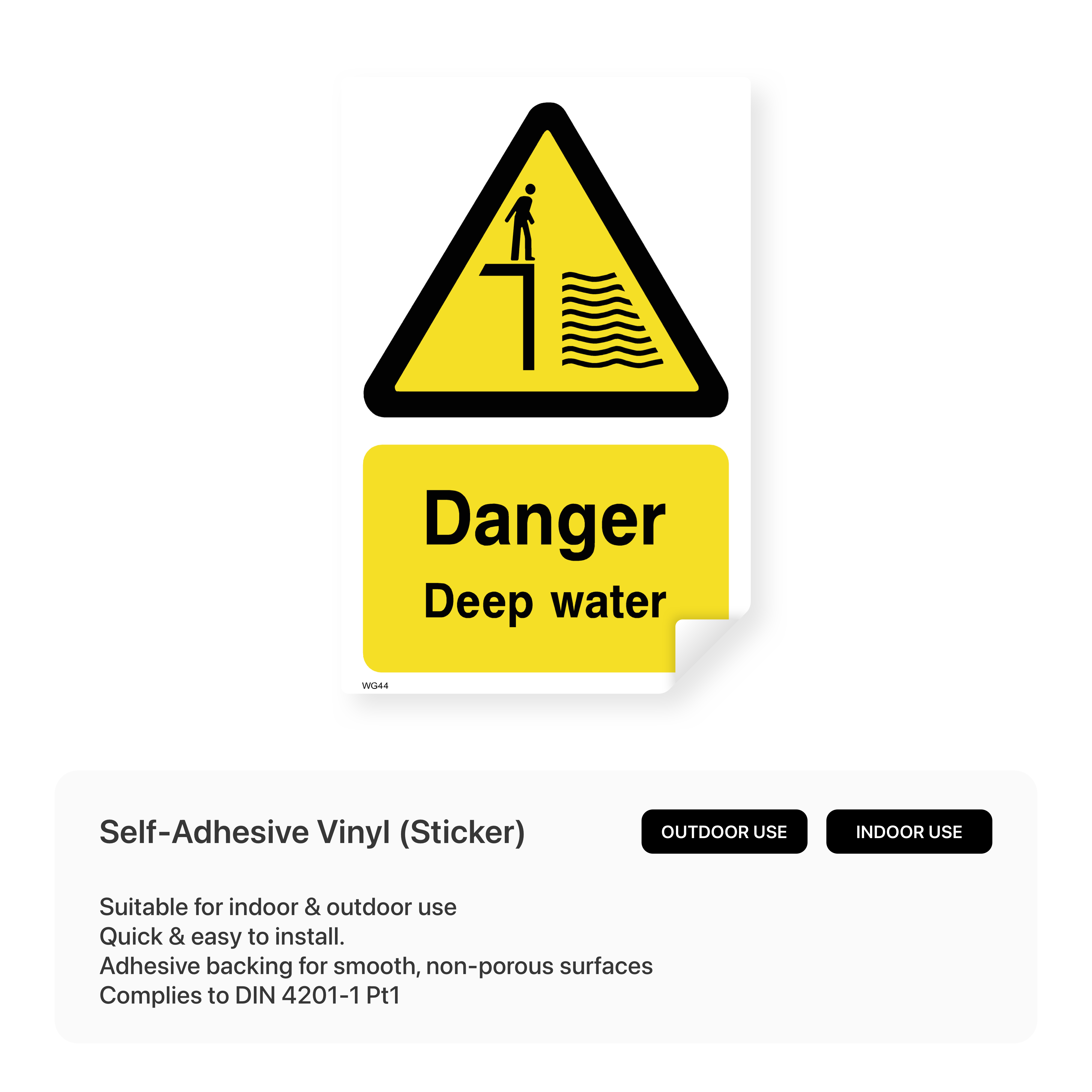 Danger deep water sign