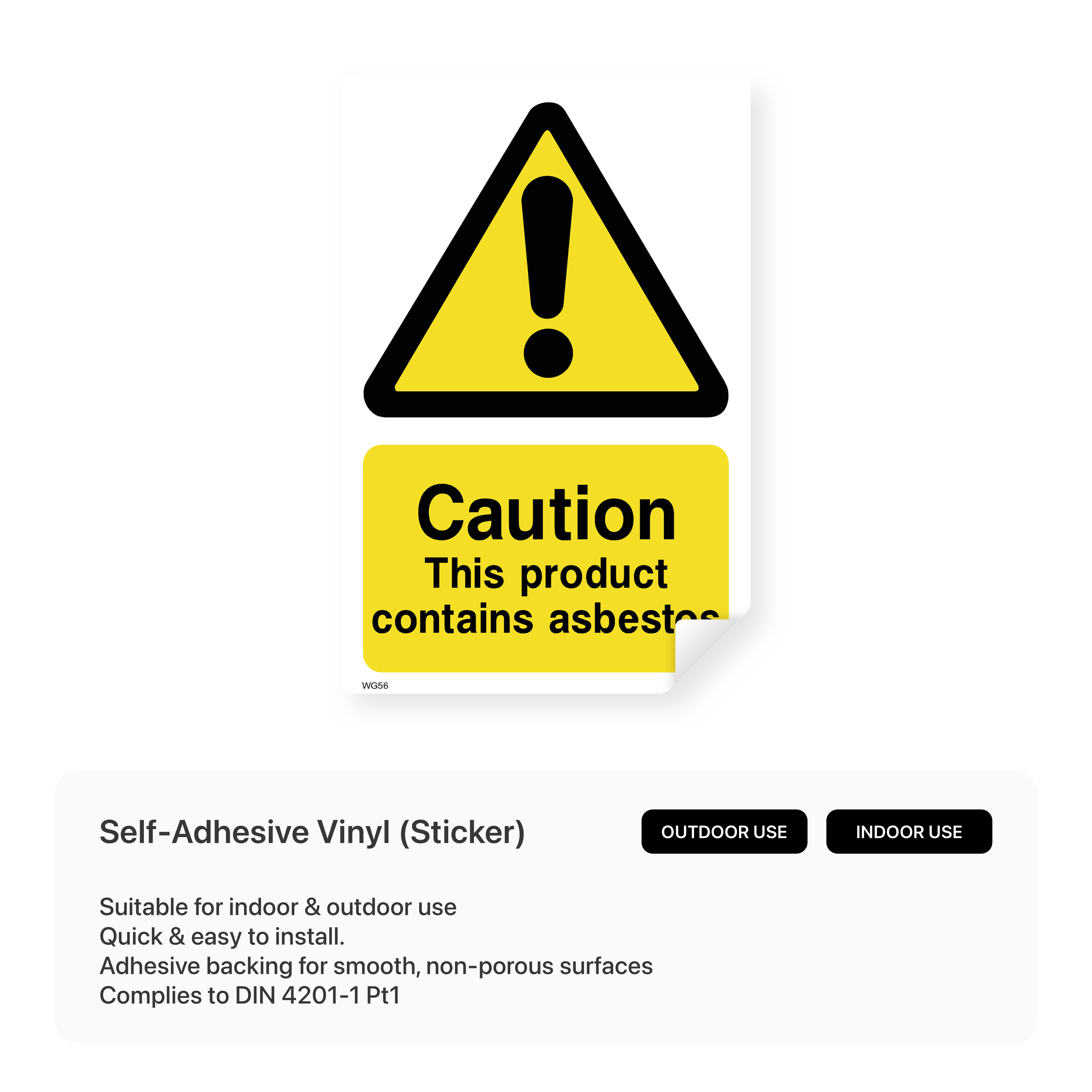 Caution asbestos sign (portrait)