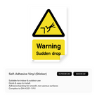 Warning sudden drop sign (portrait)