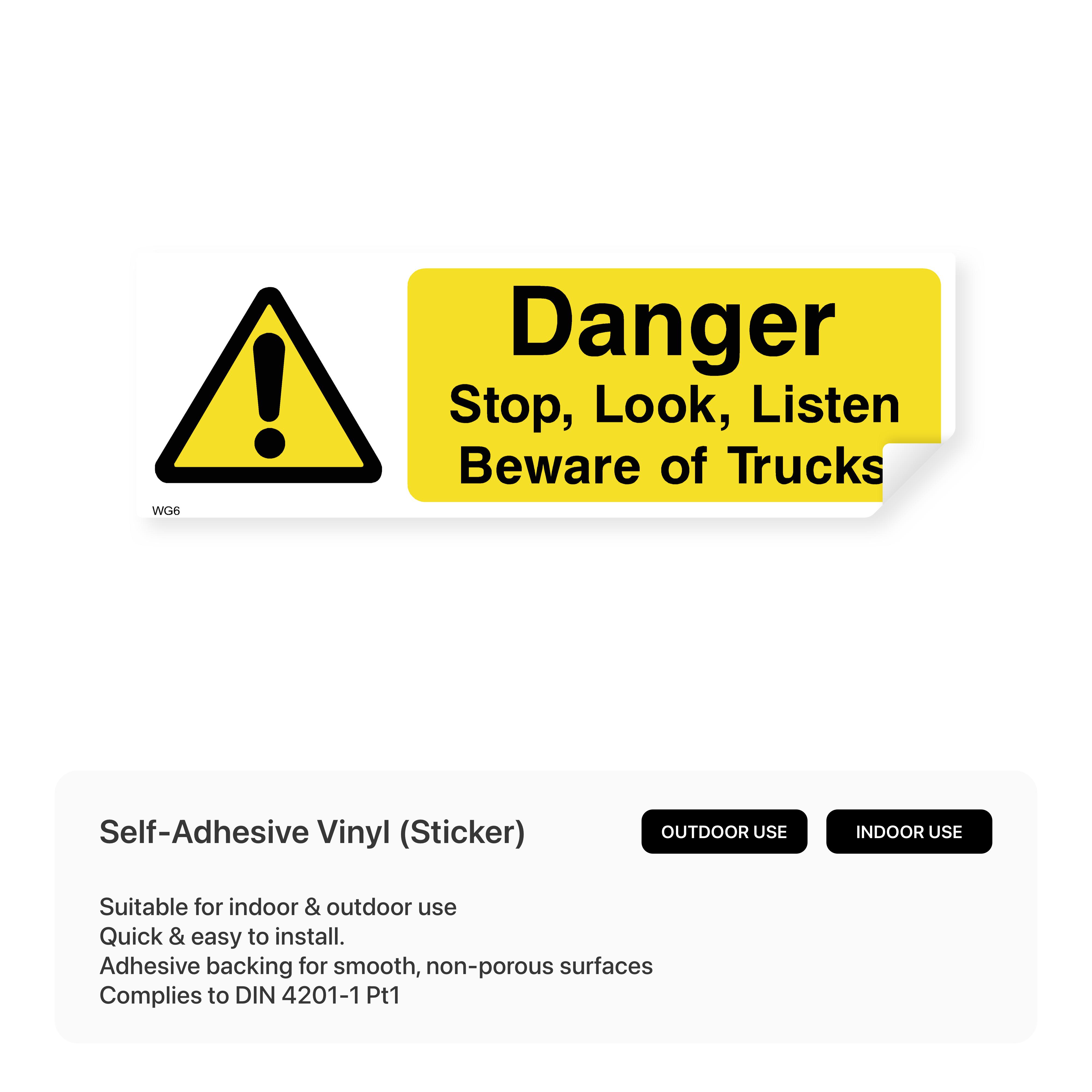 Stop, look, listen sign for trucks