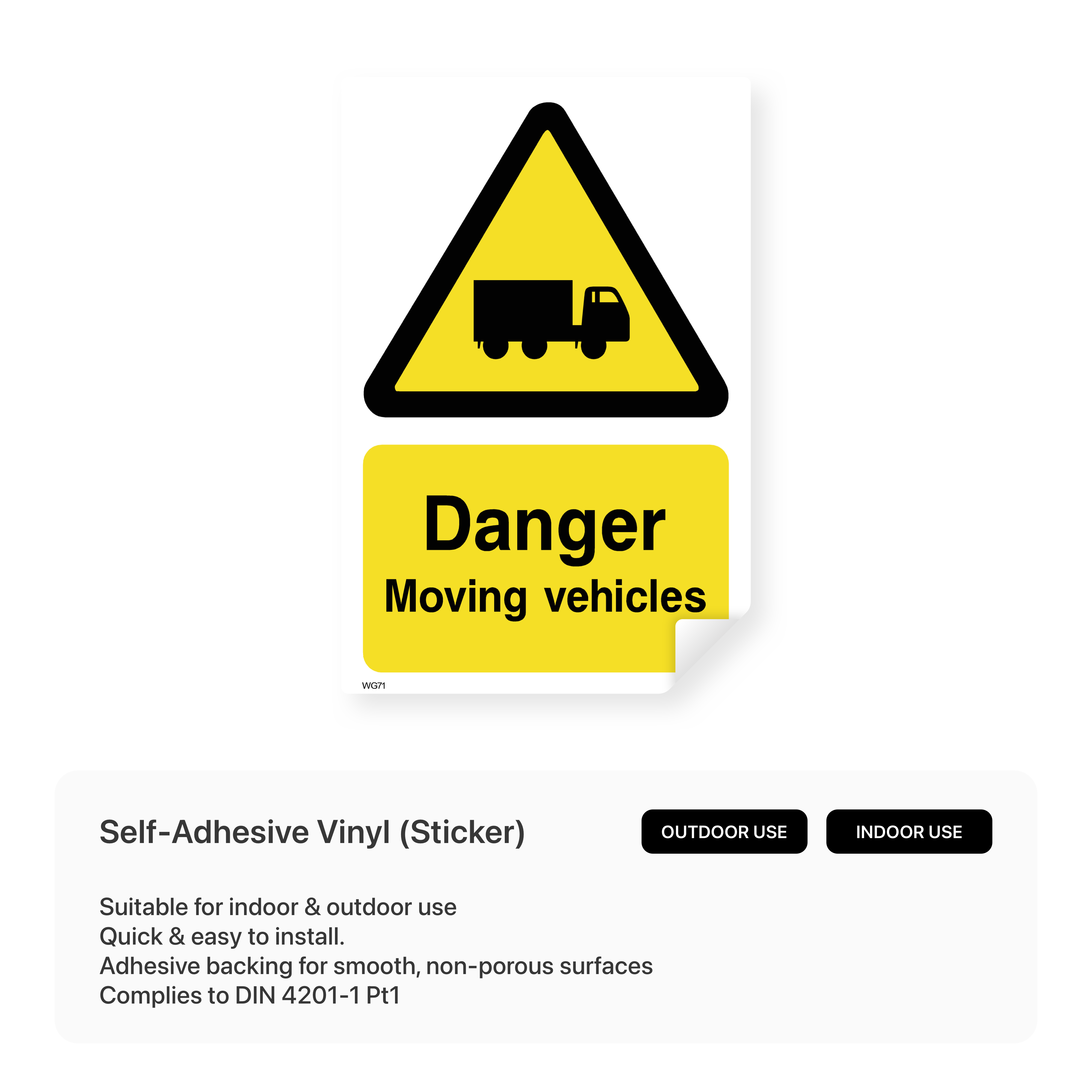 Danger moving vehicles sign (portrait)