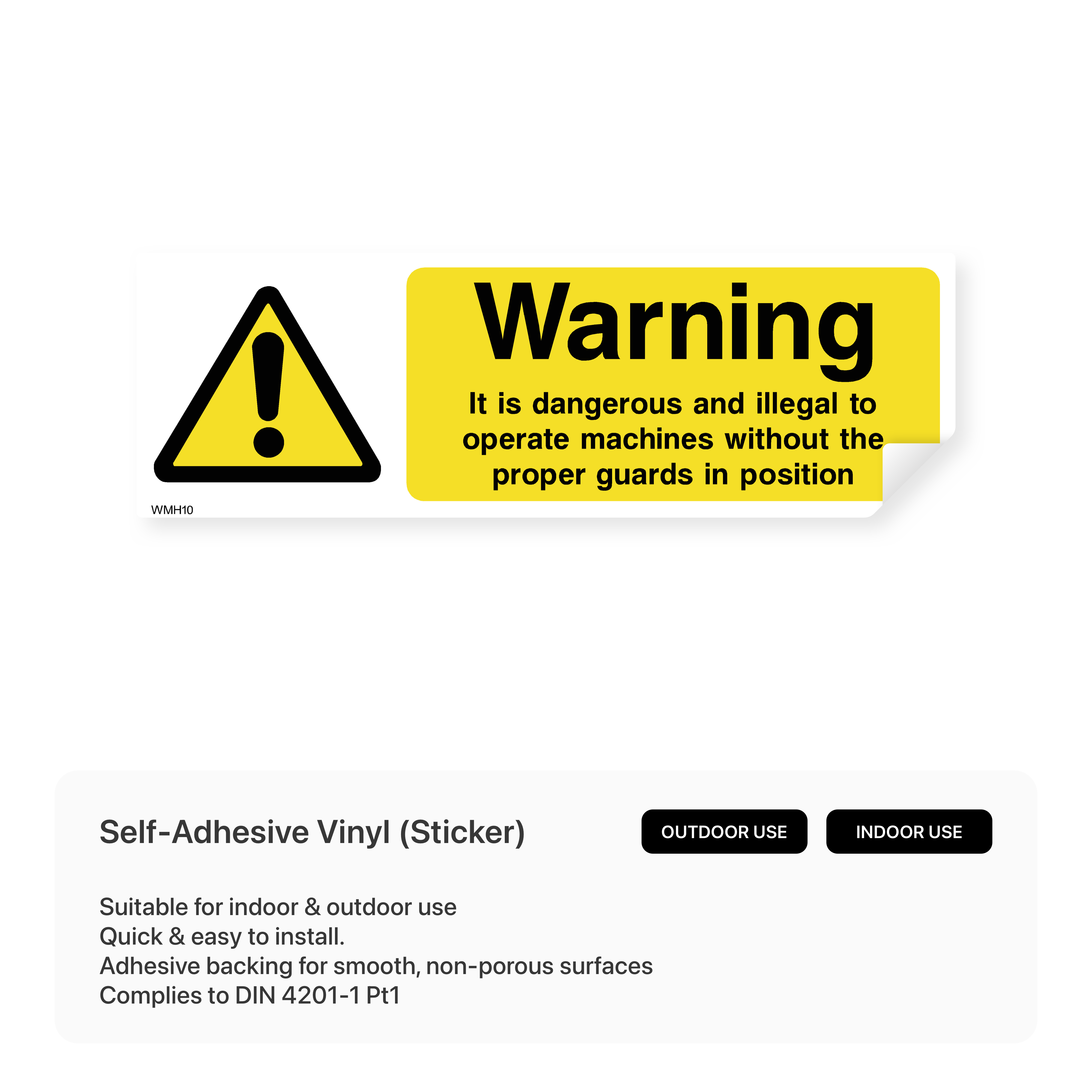 Warning machine guards sign