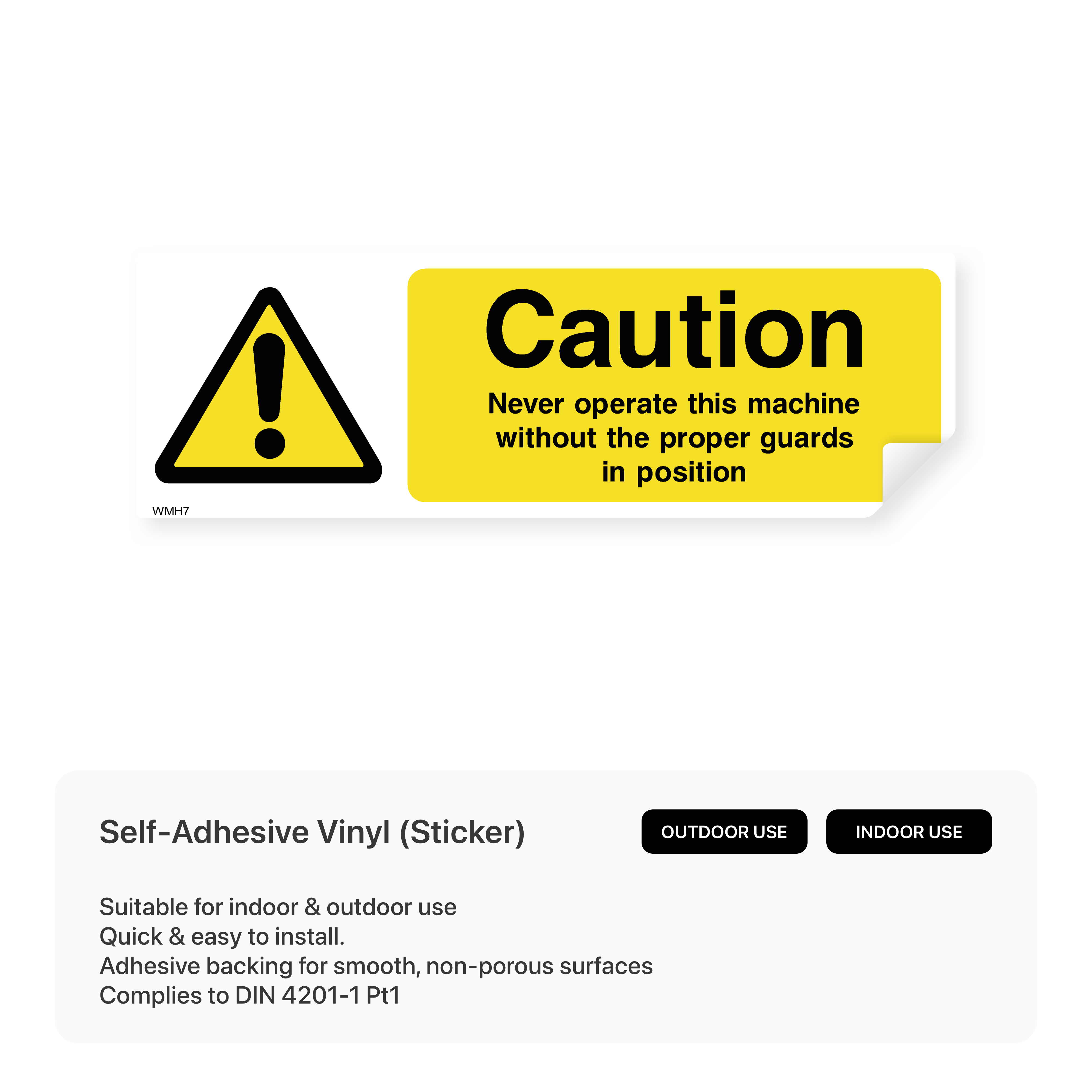 Caution machine guards sign