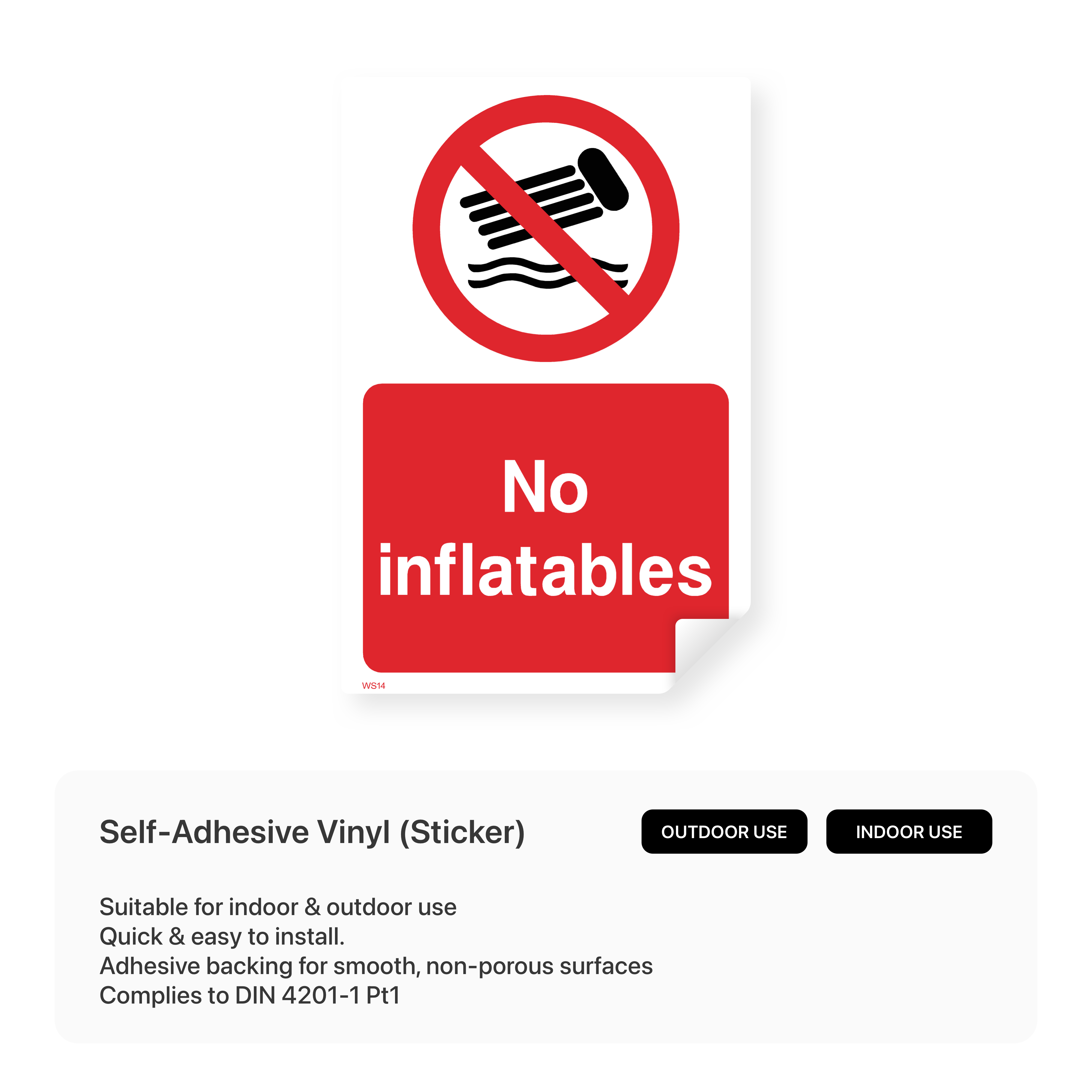 No Inflatables Safety Sign – Safety Signs & Stickers