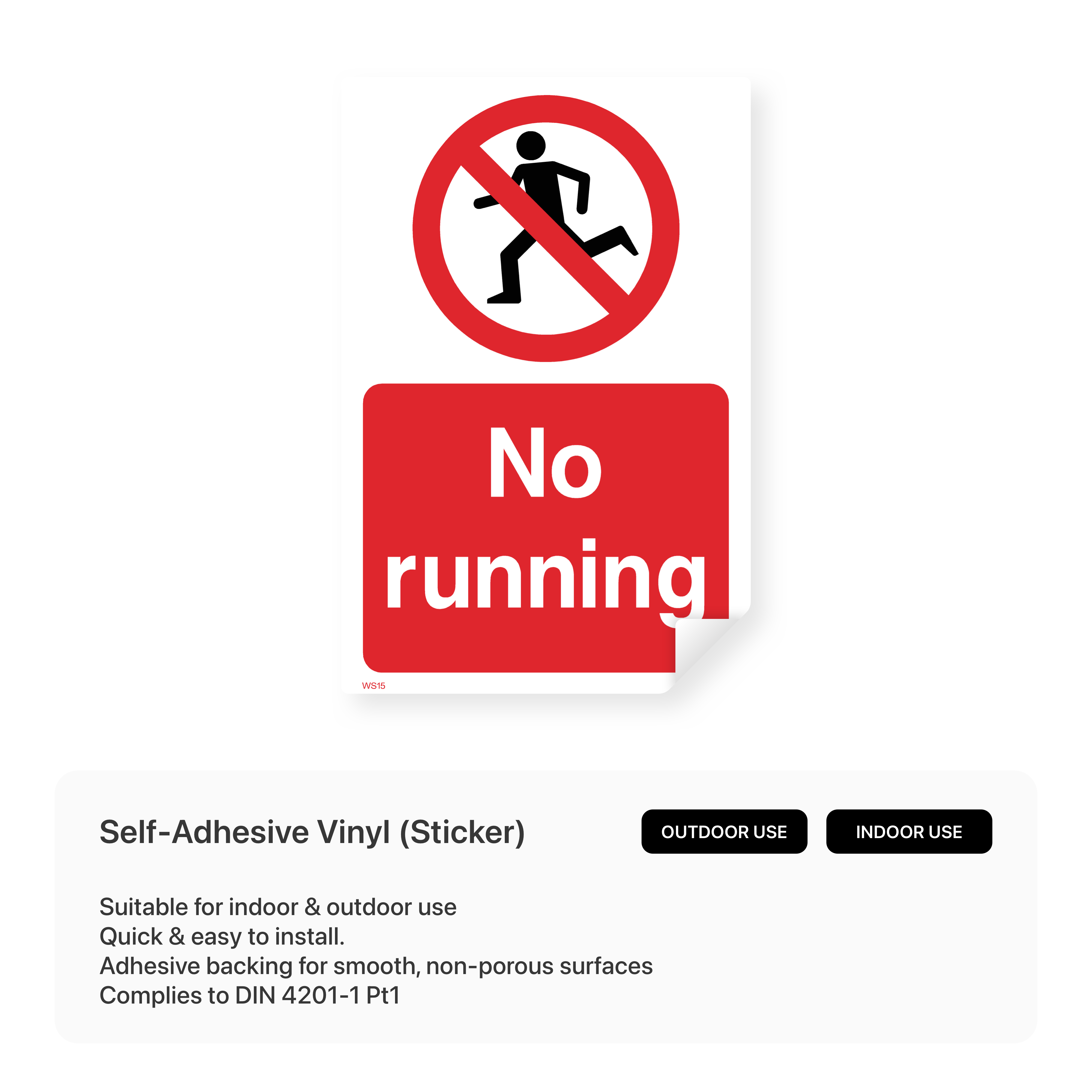 "No running" safety sign