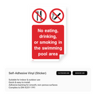 "No eating, drinking, or smoking" safety sign