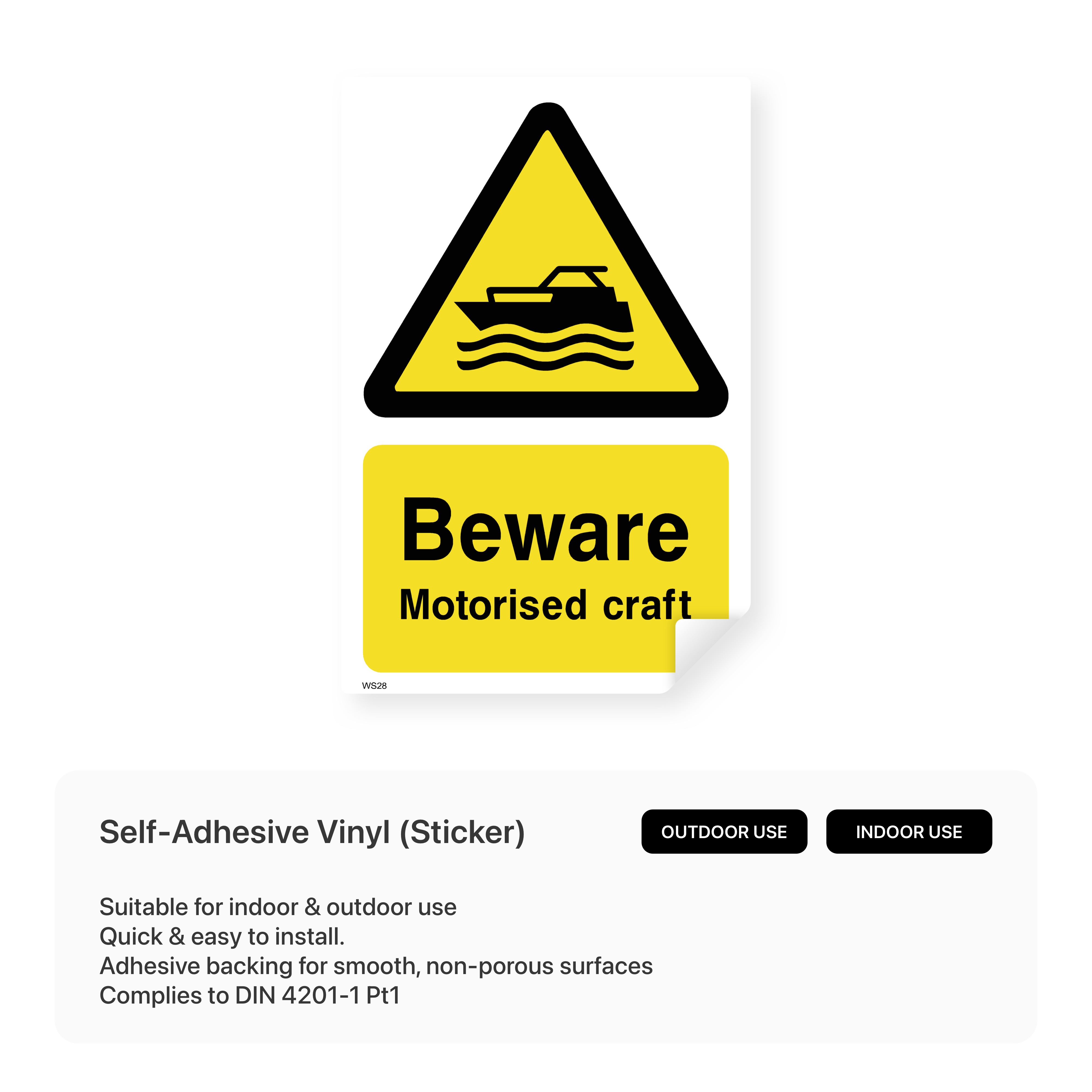 "Beware - Motorised craft" safety sign