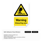 "Warning - Kitesurfing area" safety sign