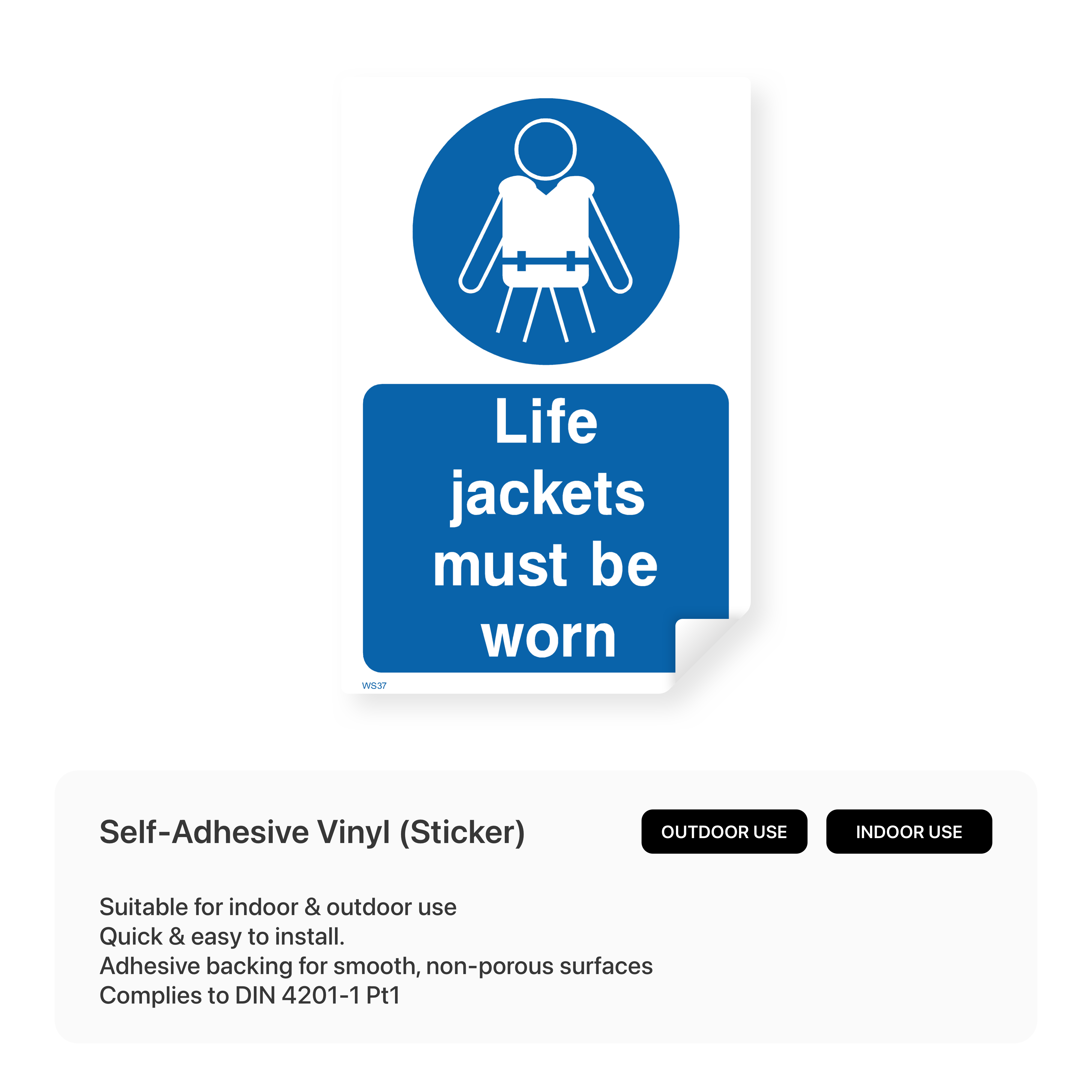 "Life jackets must be worn" safety sign