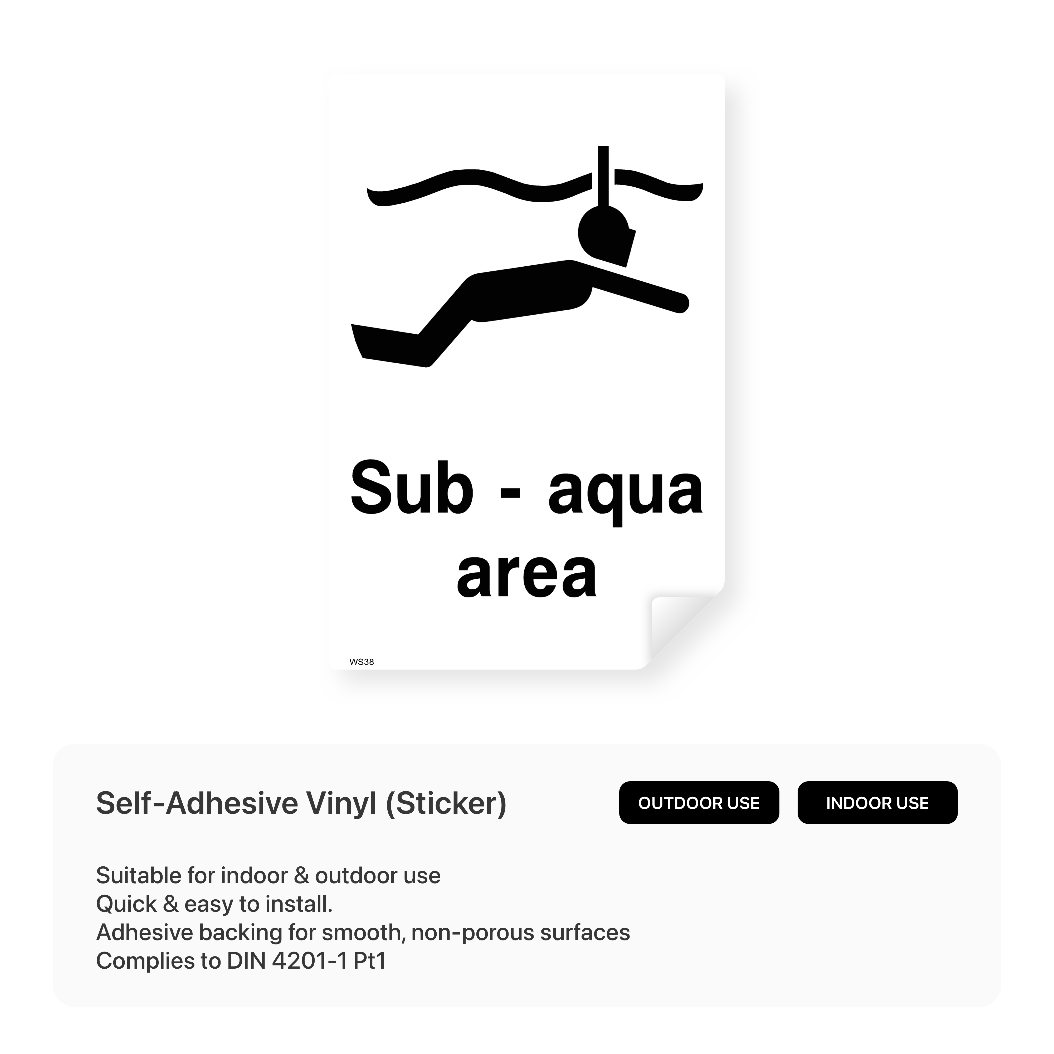 "Sub-aqua area" safety sign