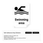 "Swimming area" safety sign