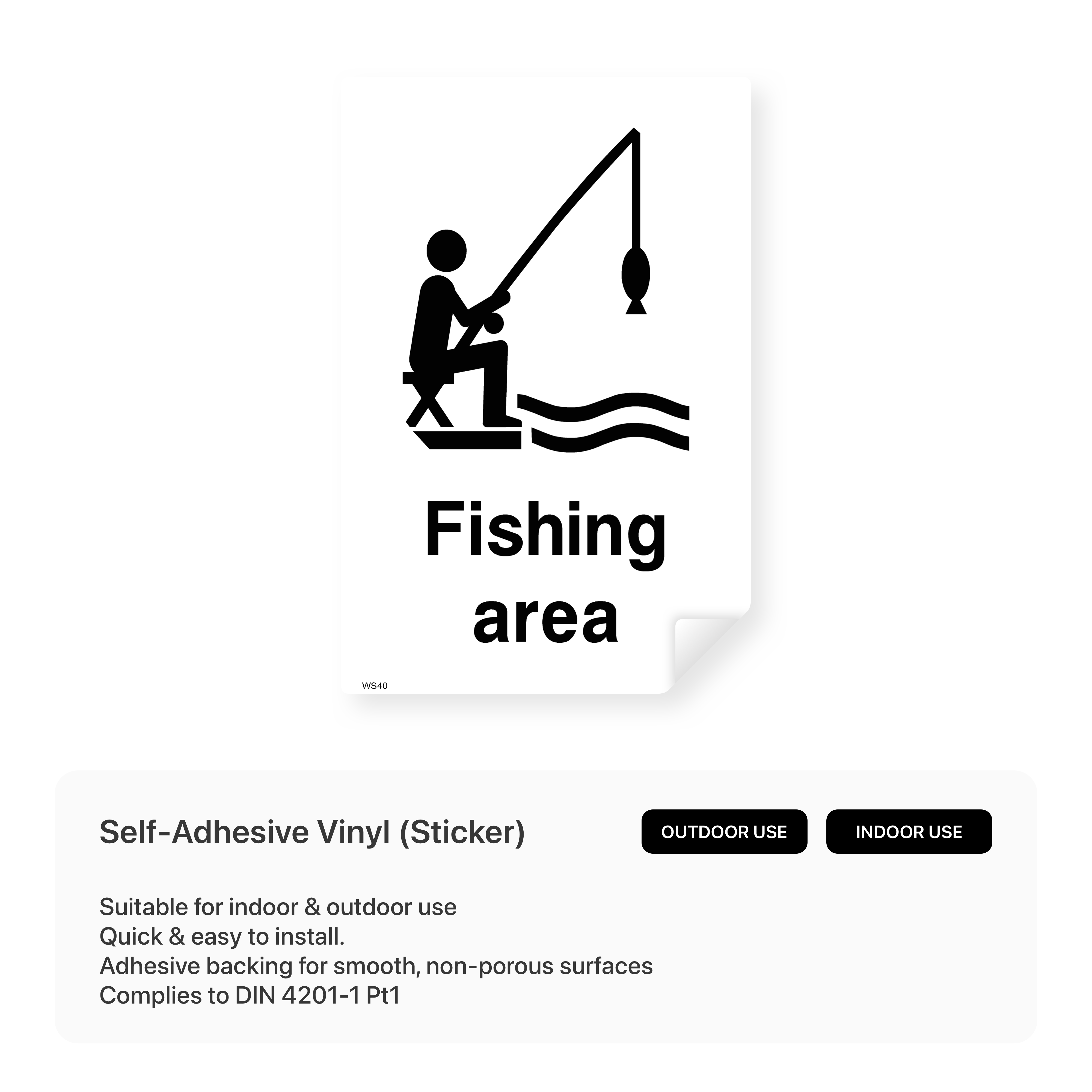 "Fishing area" safety sign